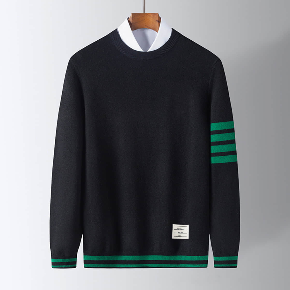 Nils – Men’s Cotton Knit Sweater with Stripe Pattern