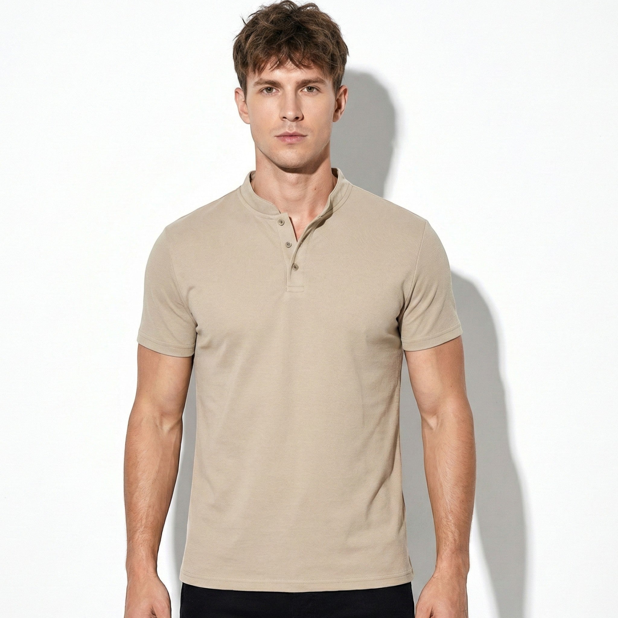 Oliver - Men's Short Sleeve Henley Shirt with Button Placket