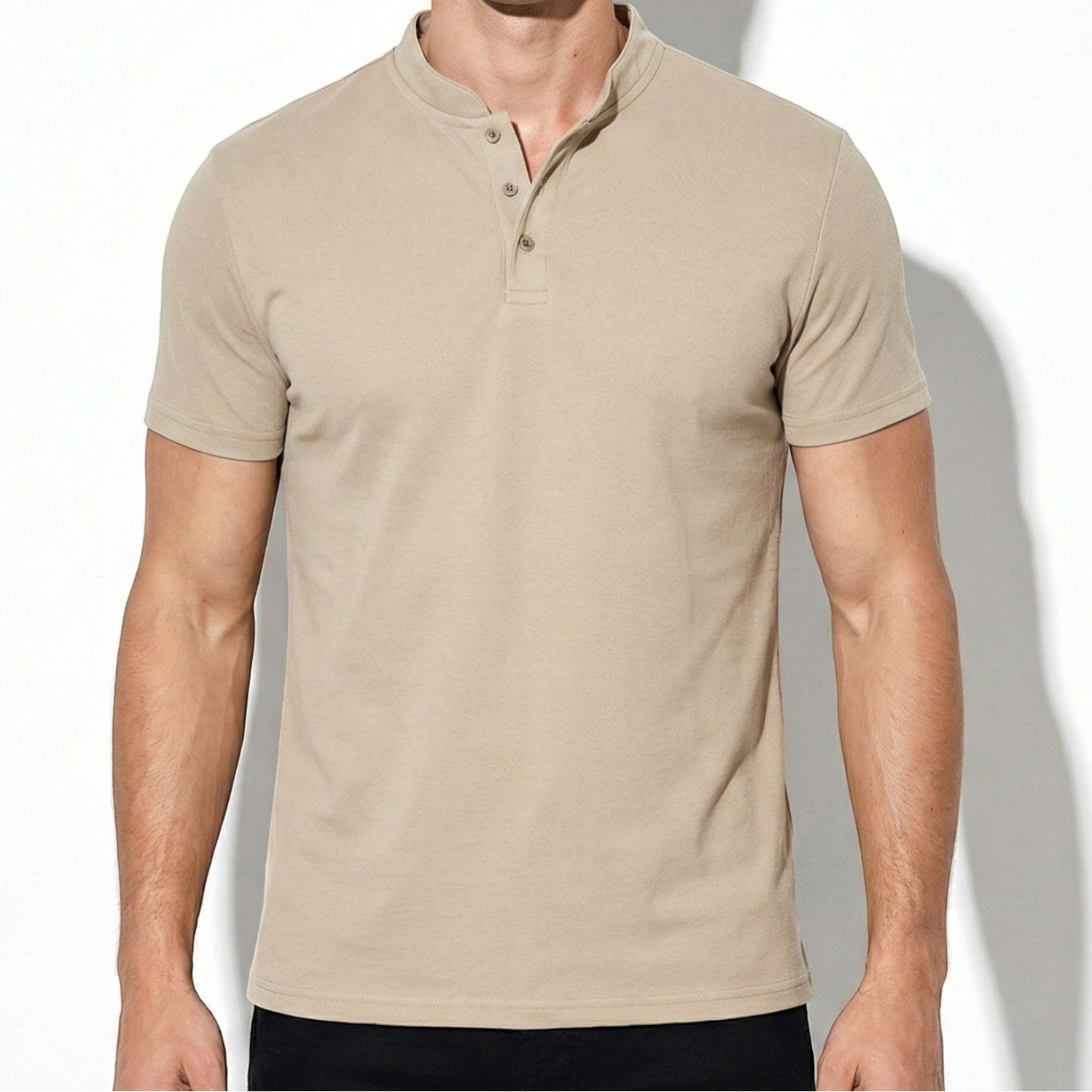 Oliver - Men's Short Sleeve Henley Shirt with Button Placket