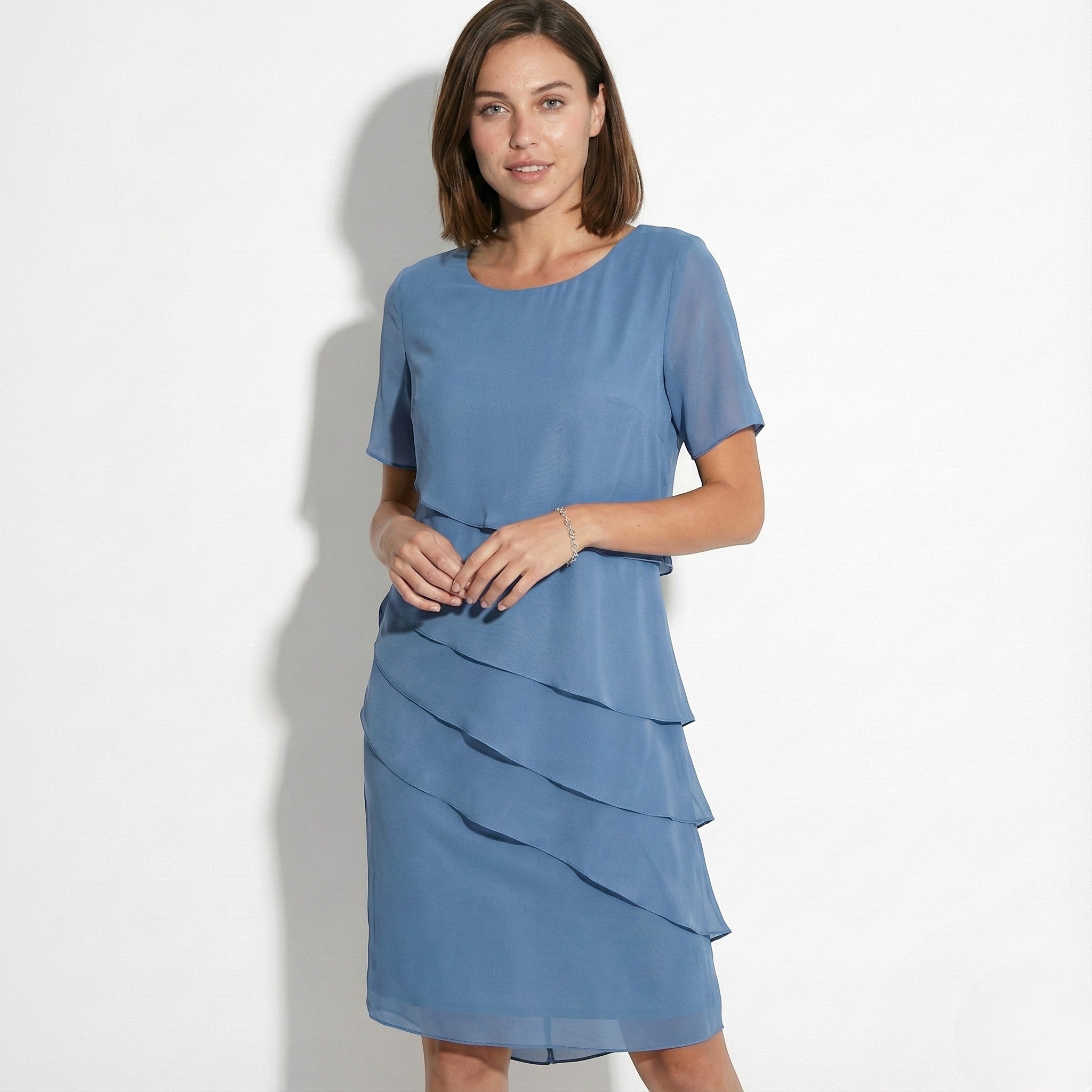Arya - Women's Tiered Mini Chiffon Dress