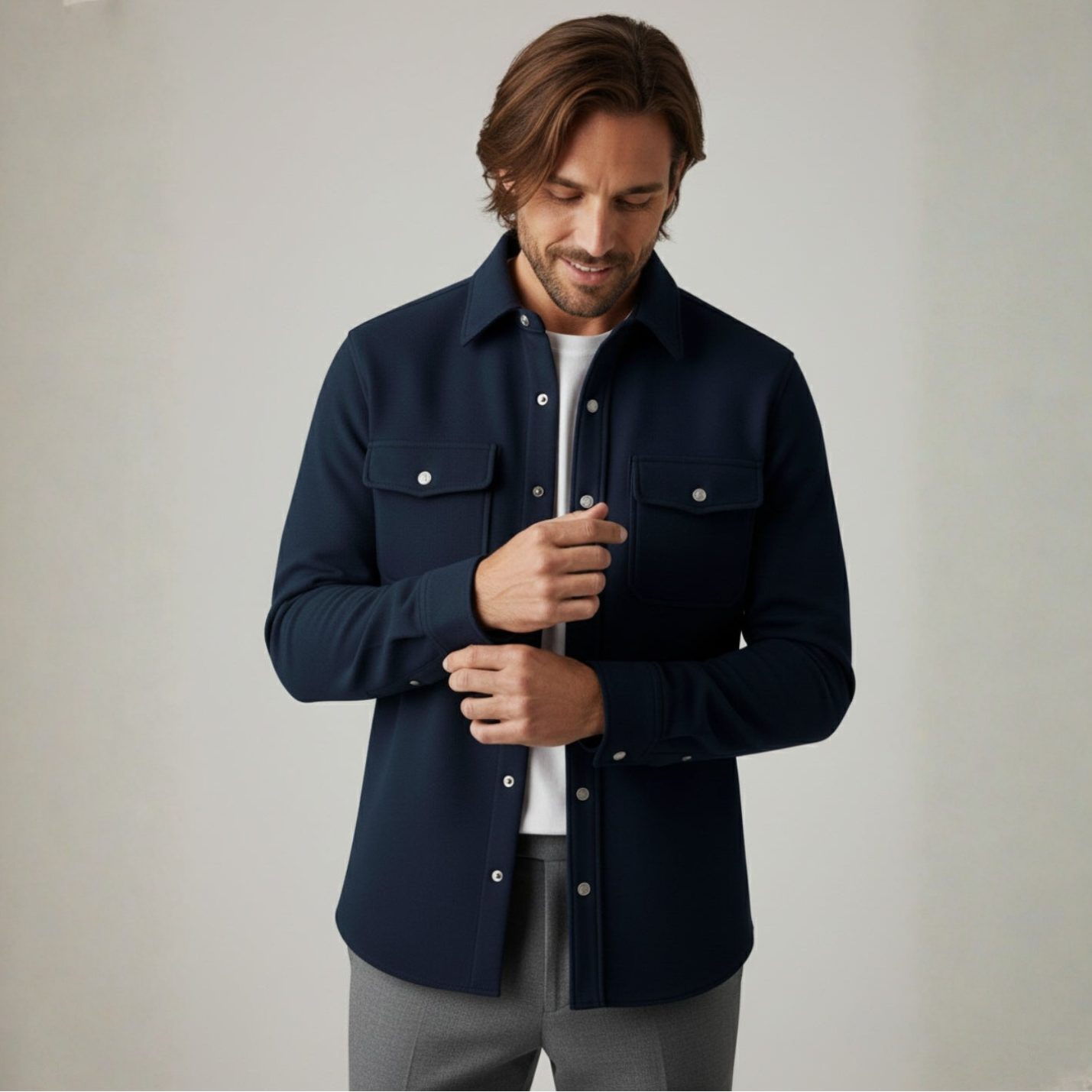 Jaron – Men's Winter Overshirt Navy Blue