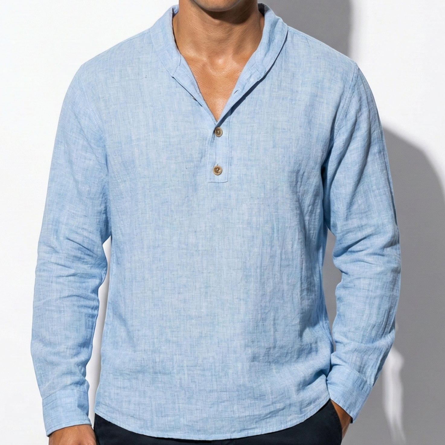 George - Men's Long Sleeve Casual V-Neck Shirt