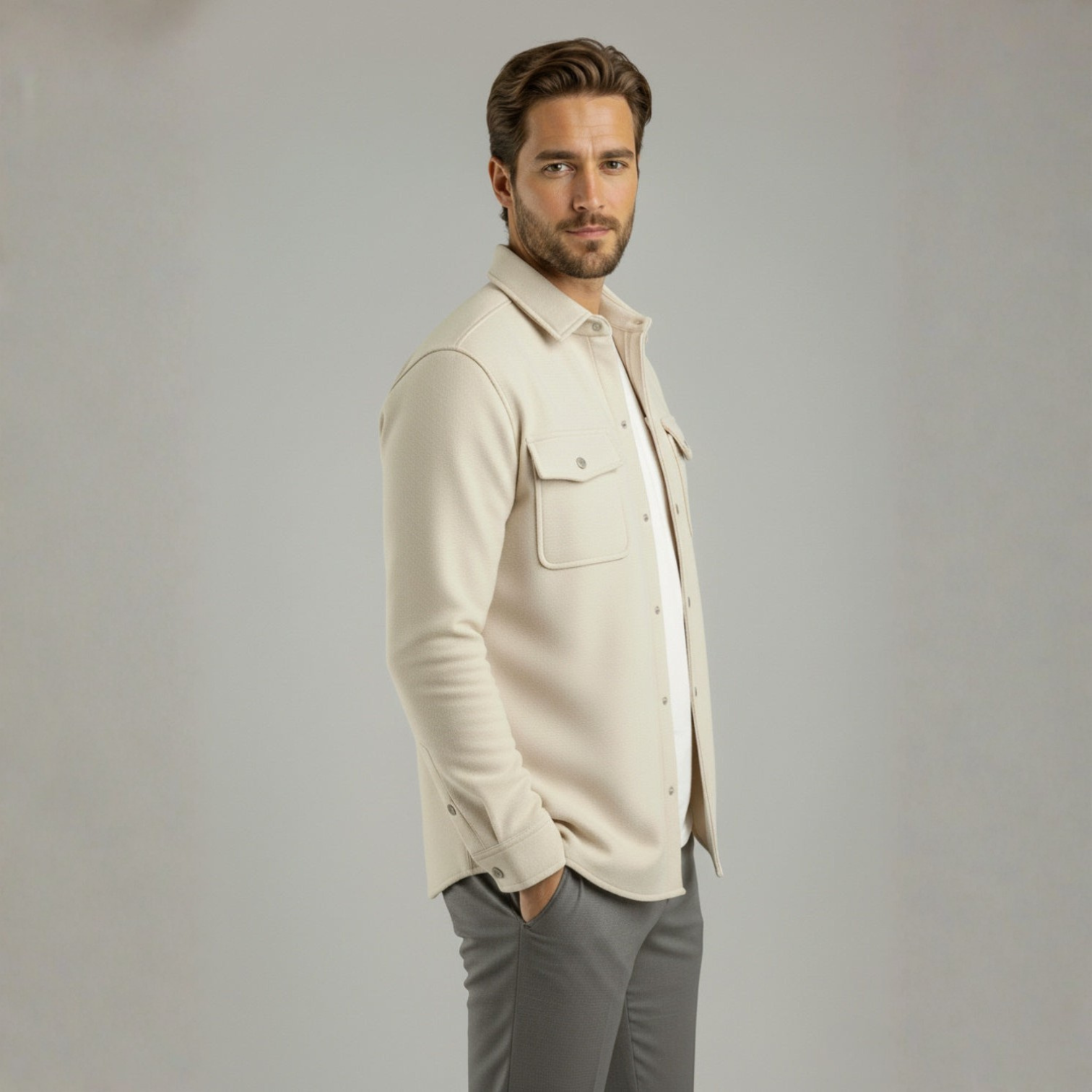 Noel – Men's Winter Overshirt Stone