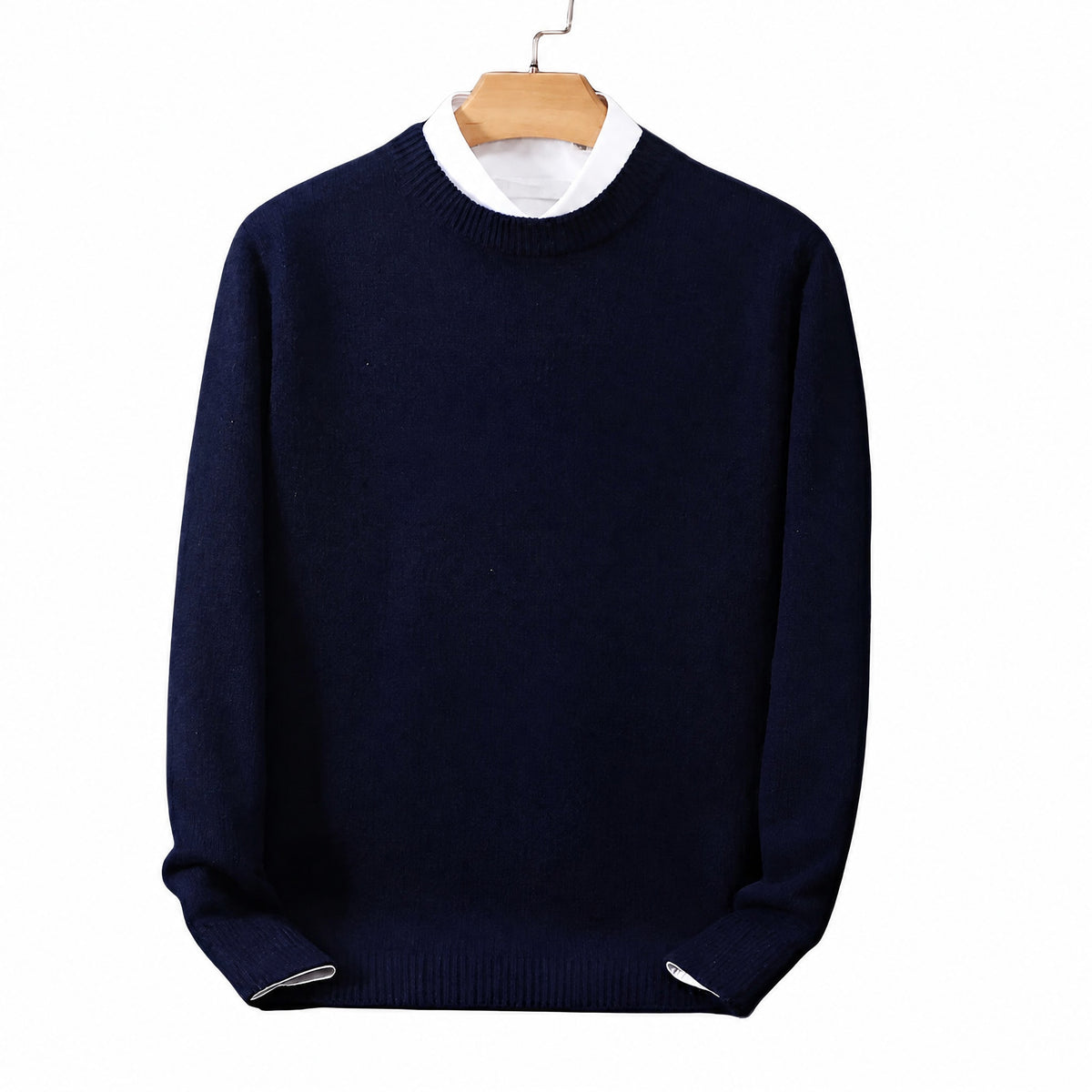 Daniel - Men's Mock Neck Layered-Look Sweater with Shirt Collar