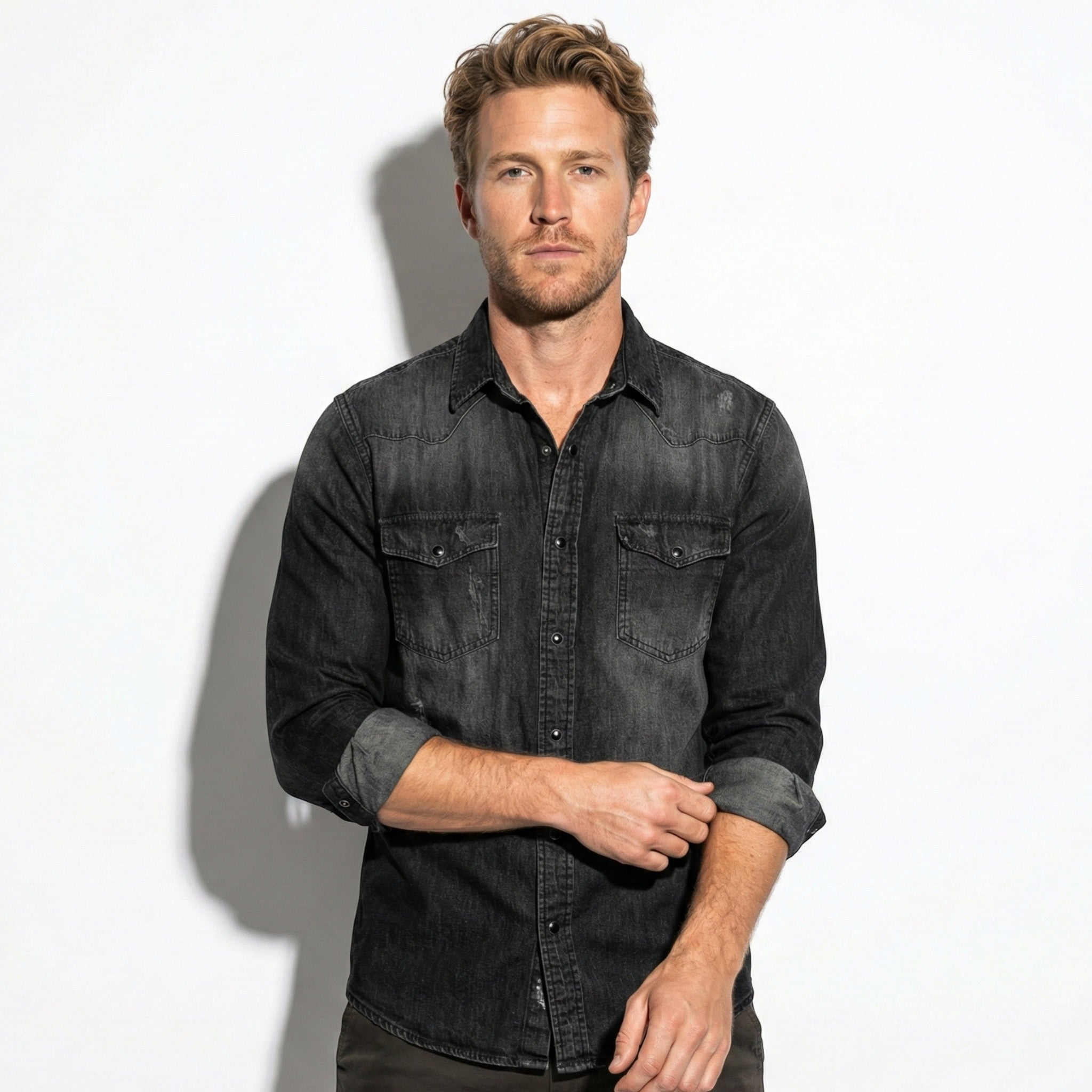 Arthur - Men's Slim Fit Western Denim Shirt