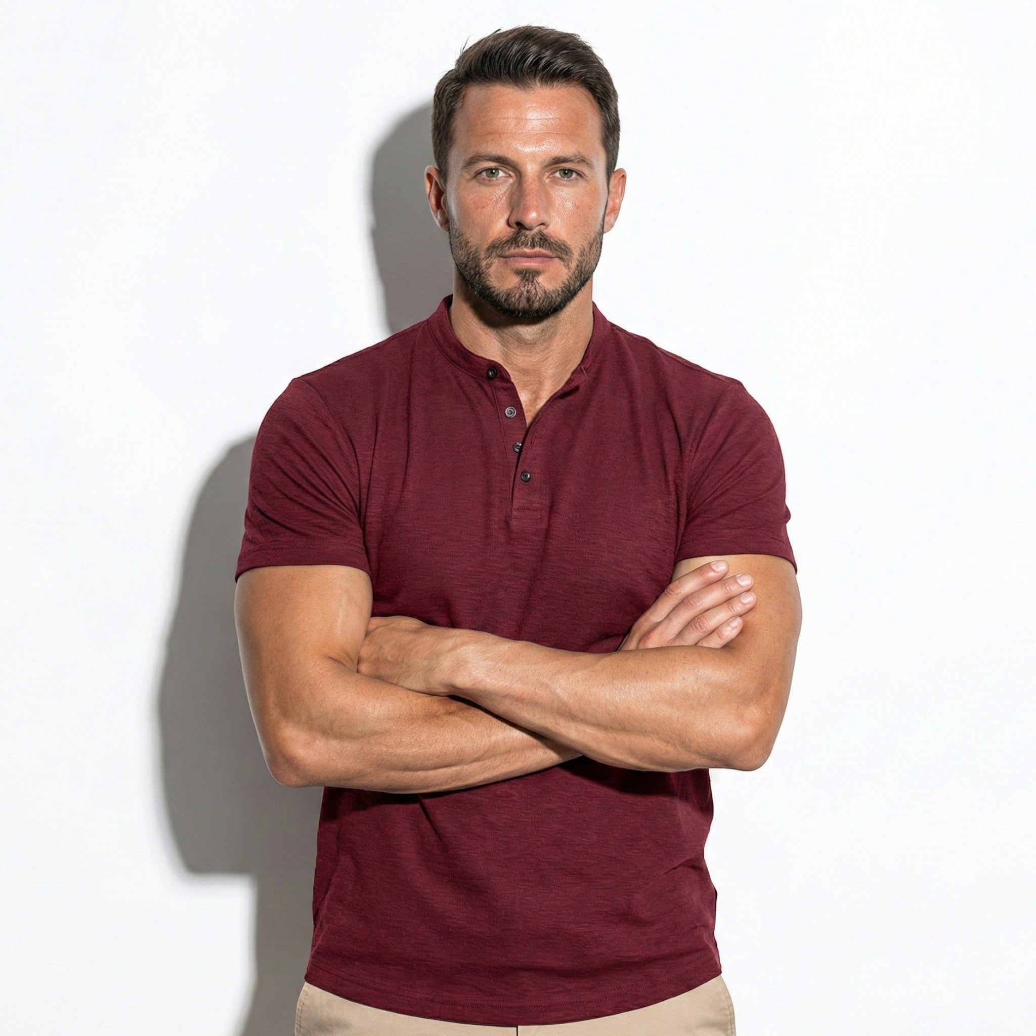 Oliver - Men's Short Sleeve Henley Shirt with Button Placket