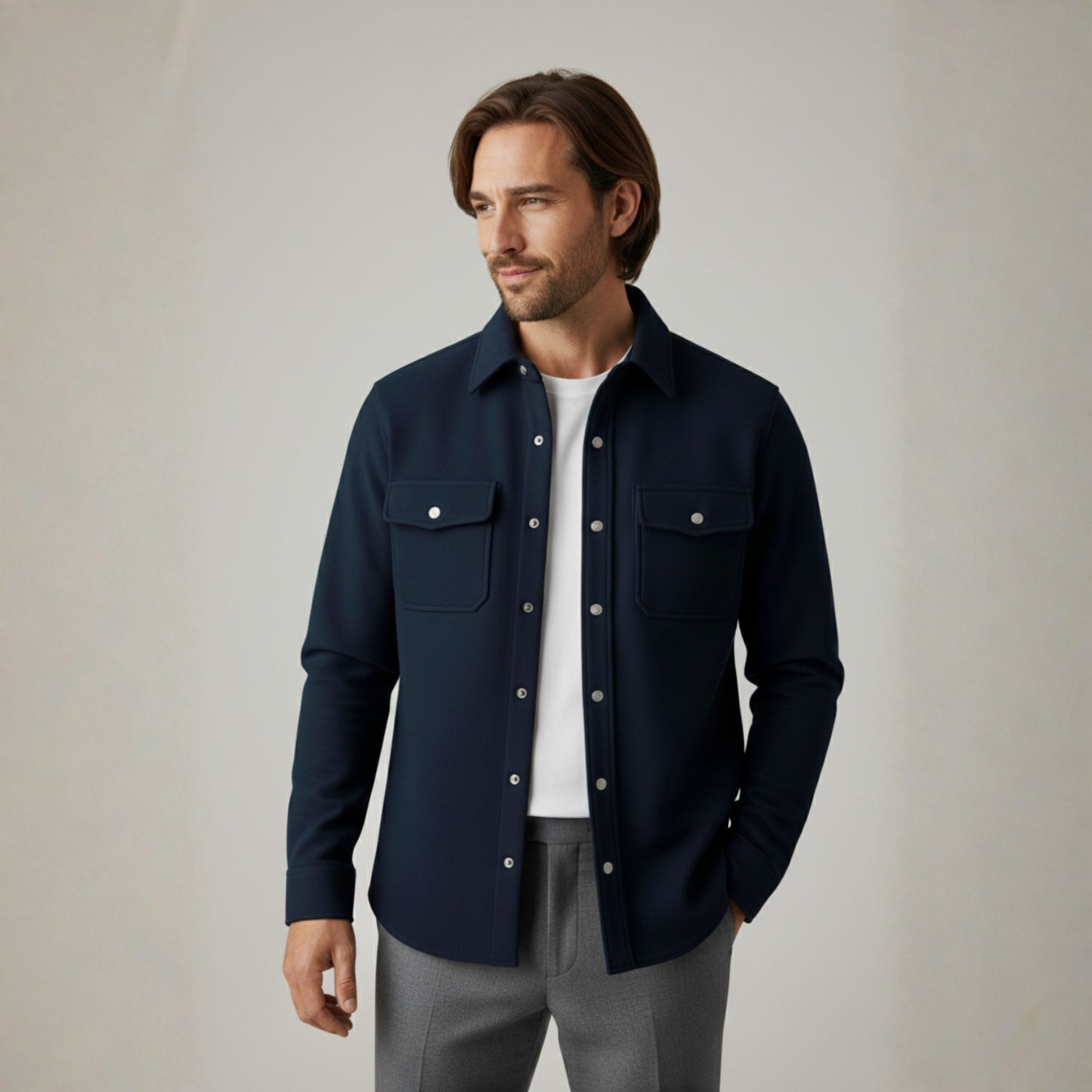 Jaron – Men's Winter Overshirt Navy Blue