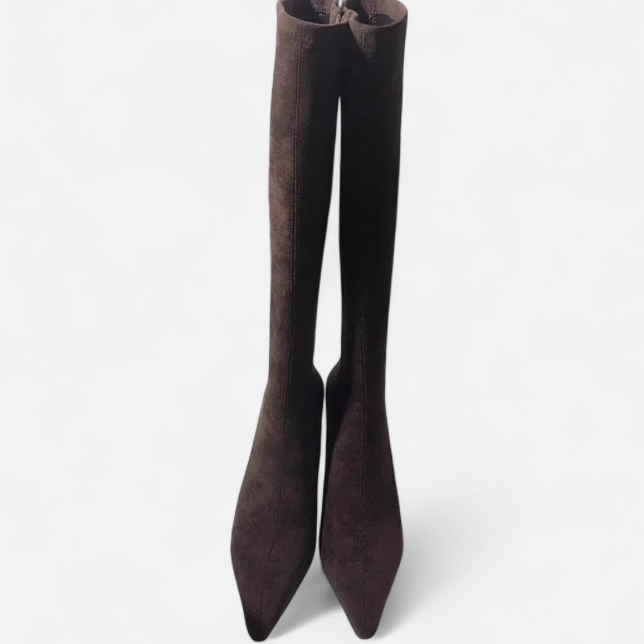 Solène – Women's Suede Knee-High Boots with Heel