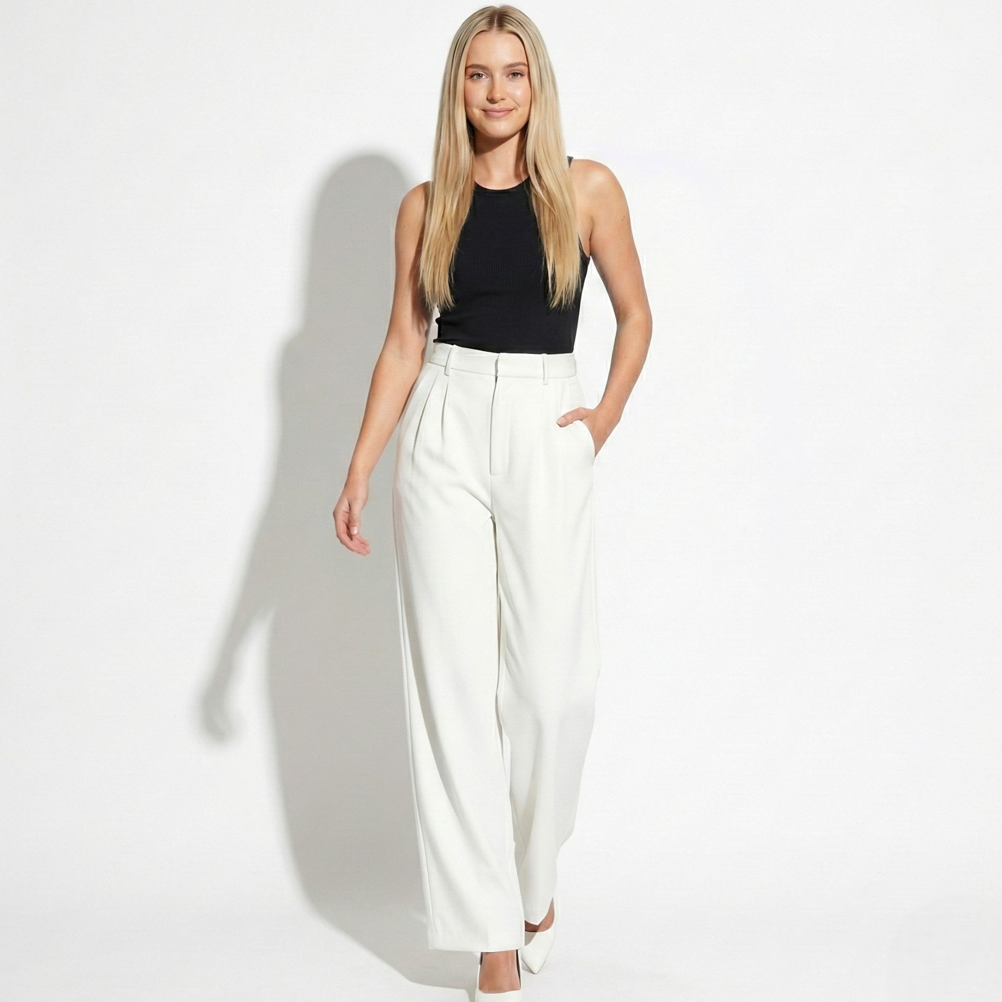 Georgia - Women's Relaxed Fit High-Waist Pleated Wide-Leg Trousers