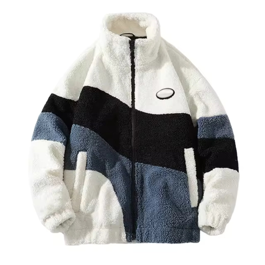 Henrik – Soft Sherpa Jacket with Color Block Design