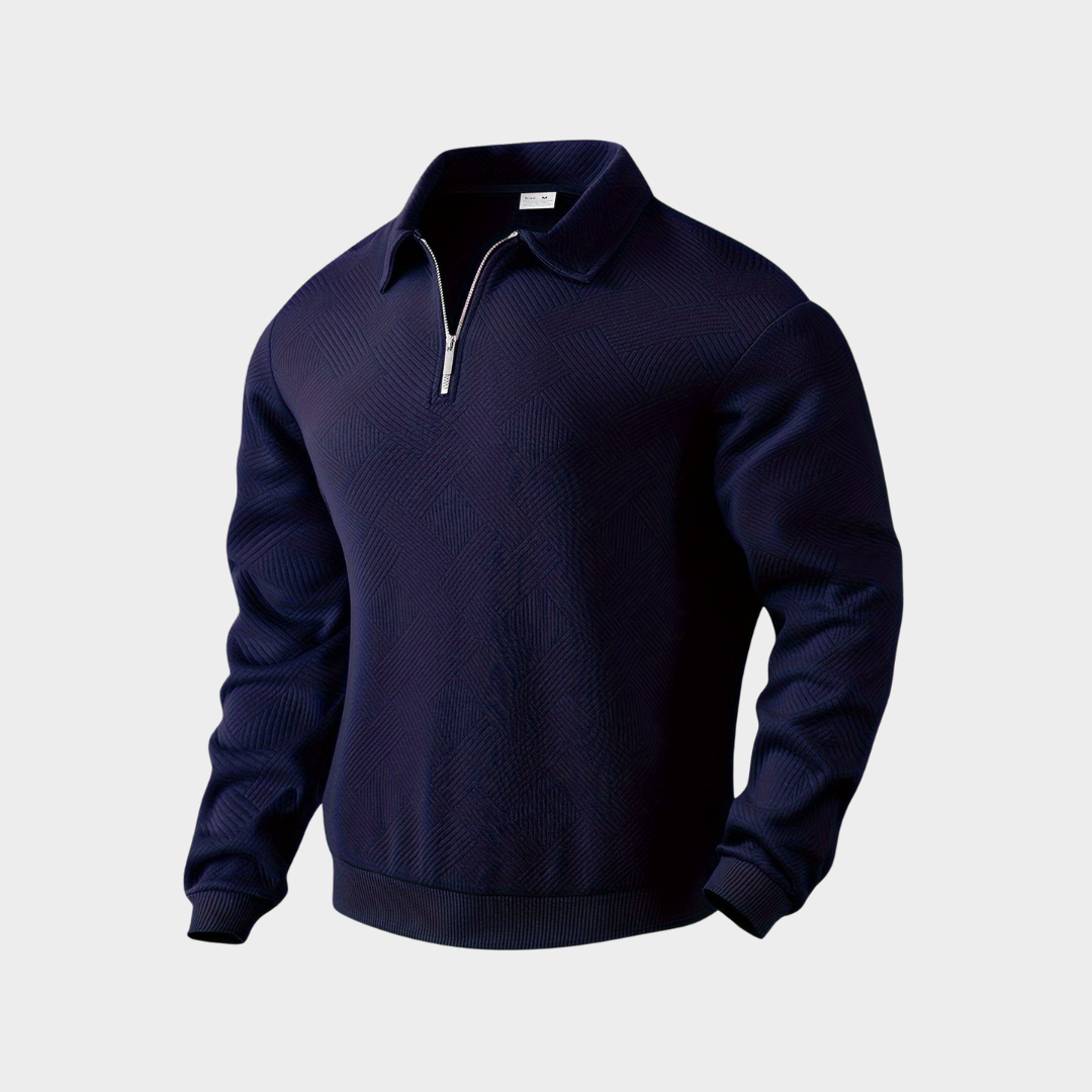 Bruno – Men’s Wool Sweater with Zip Collar