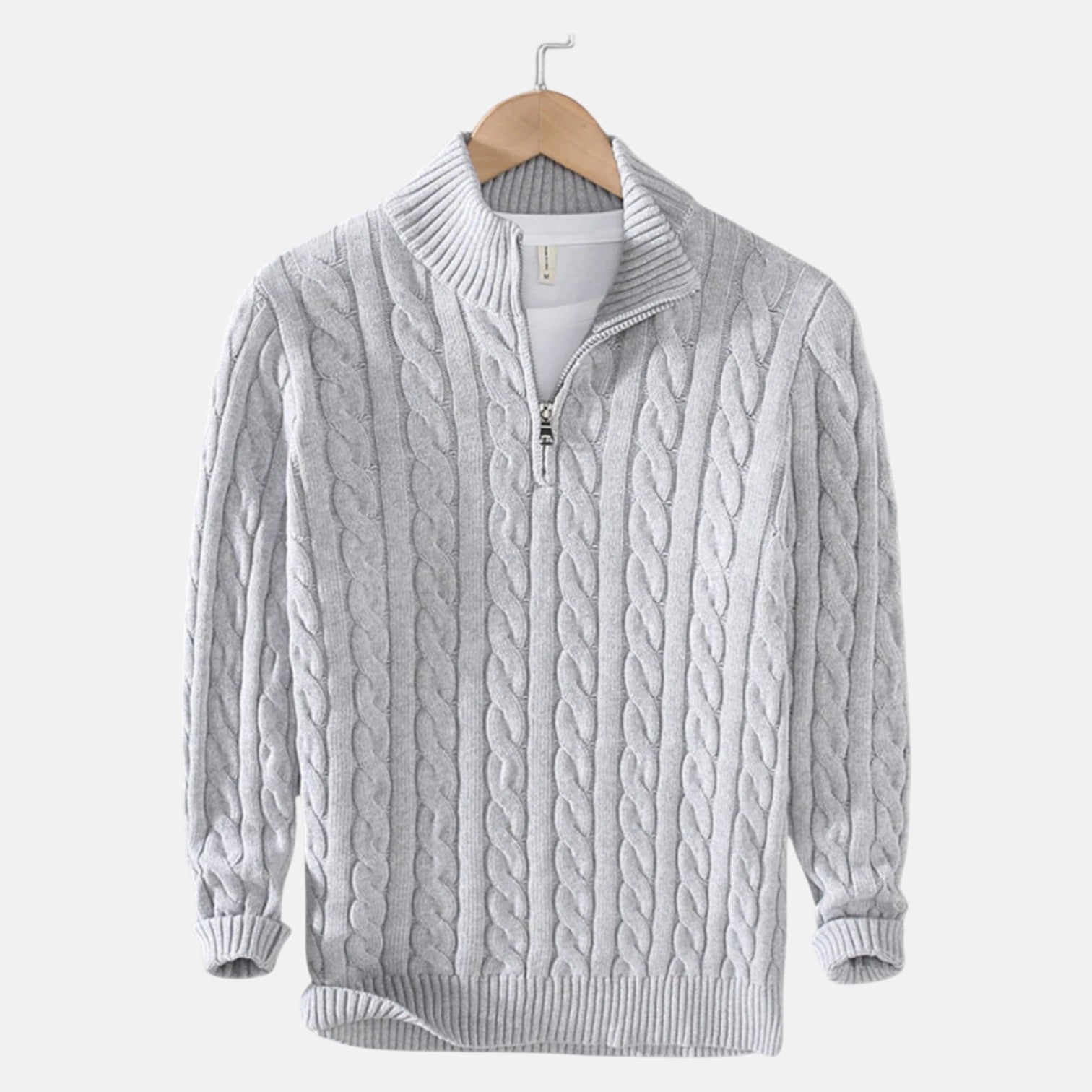 Lior – Men's Cotton Cable Knit Sweater with Zipper