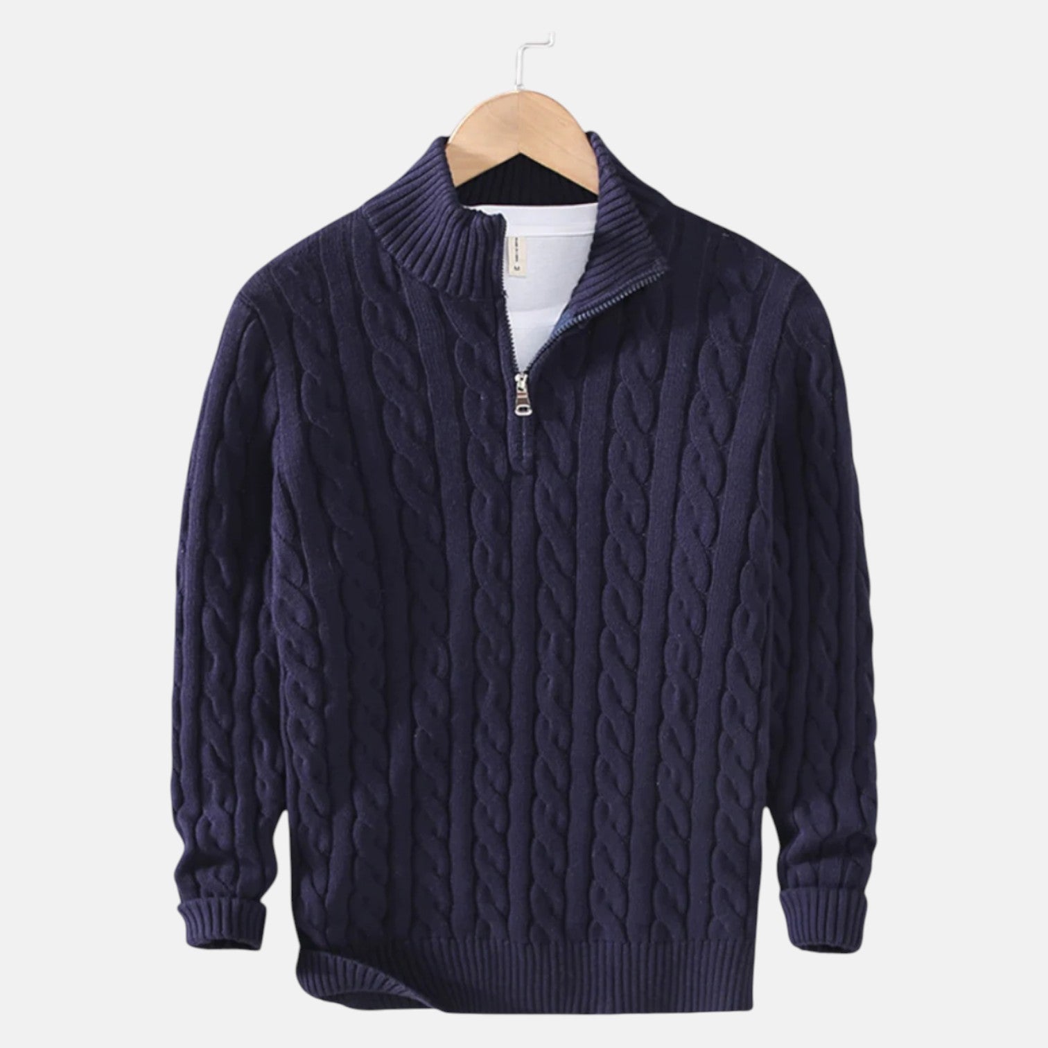 Lior – Men's Cotton Cable Knit Sweater with Zipper