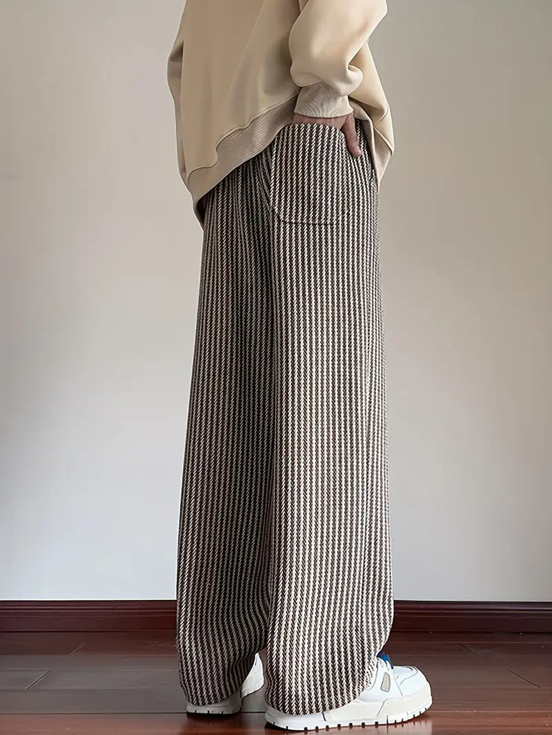 Christopher – Striped Woven Trousers with Loose Fit