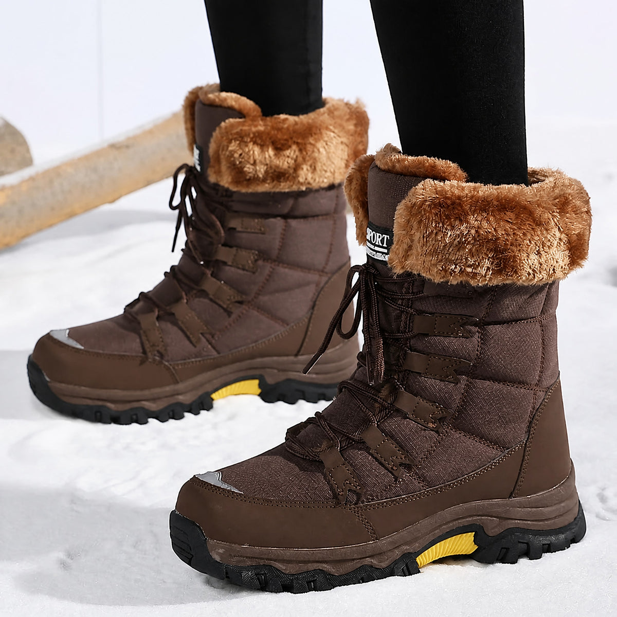 Rowan - Women's Orthopaedic Lace-Up Snow Boots with Faux Fur Trim
