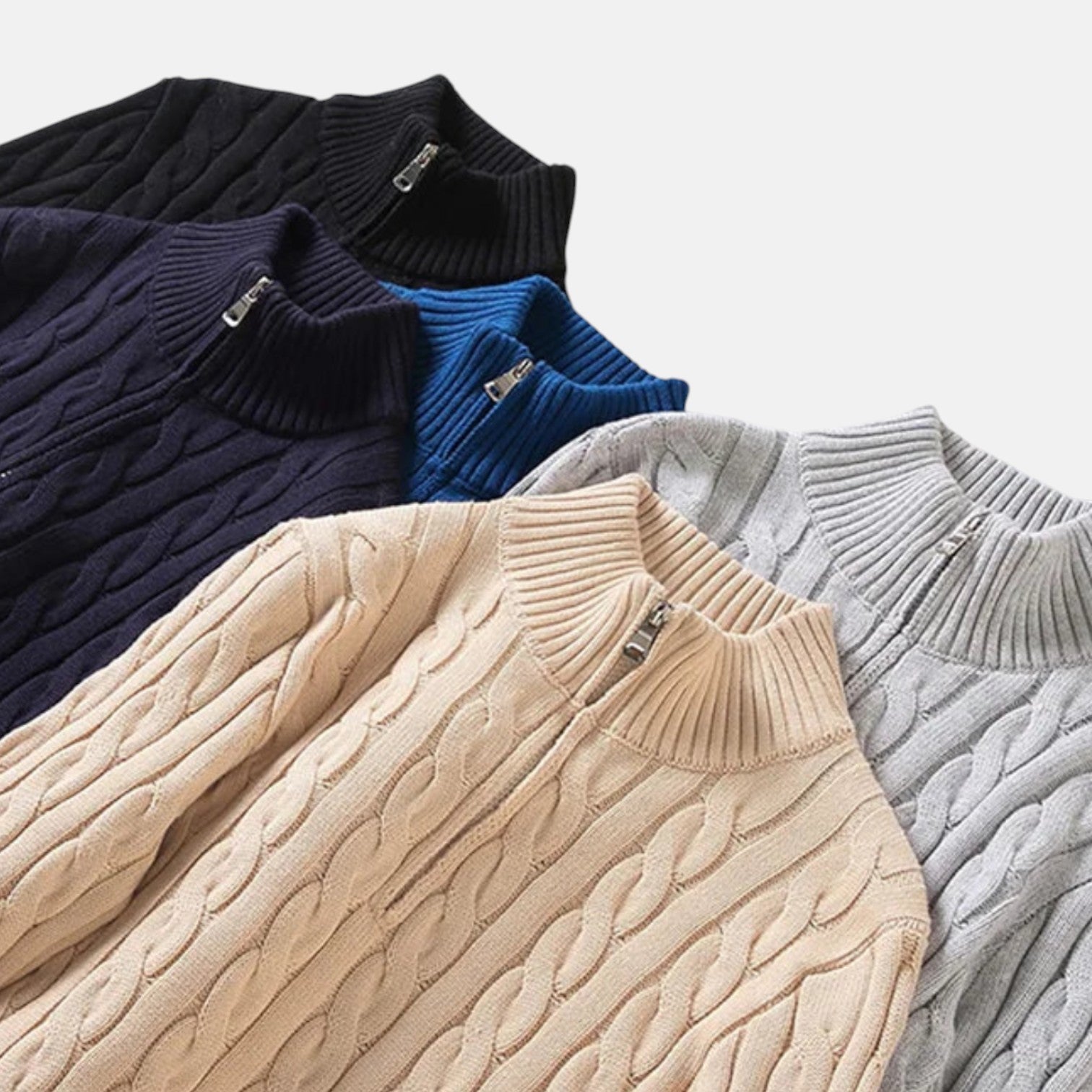 Lior – Men's Cotton Cable Knit Sweater with Zipper