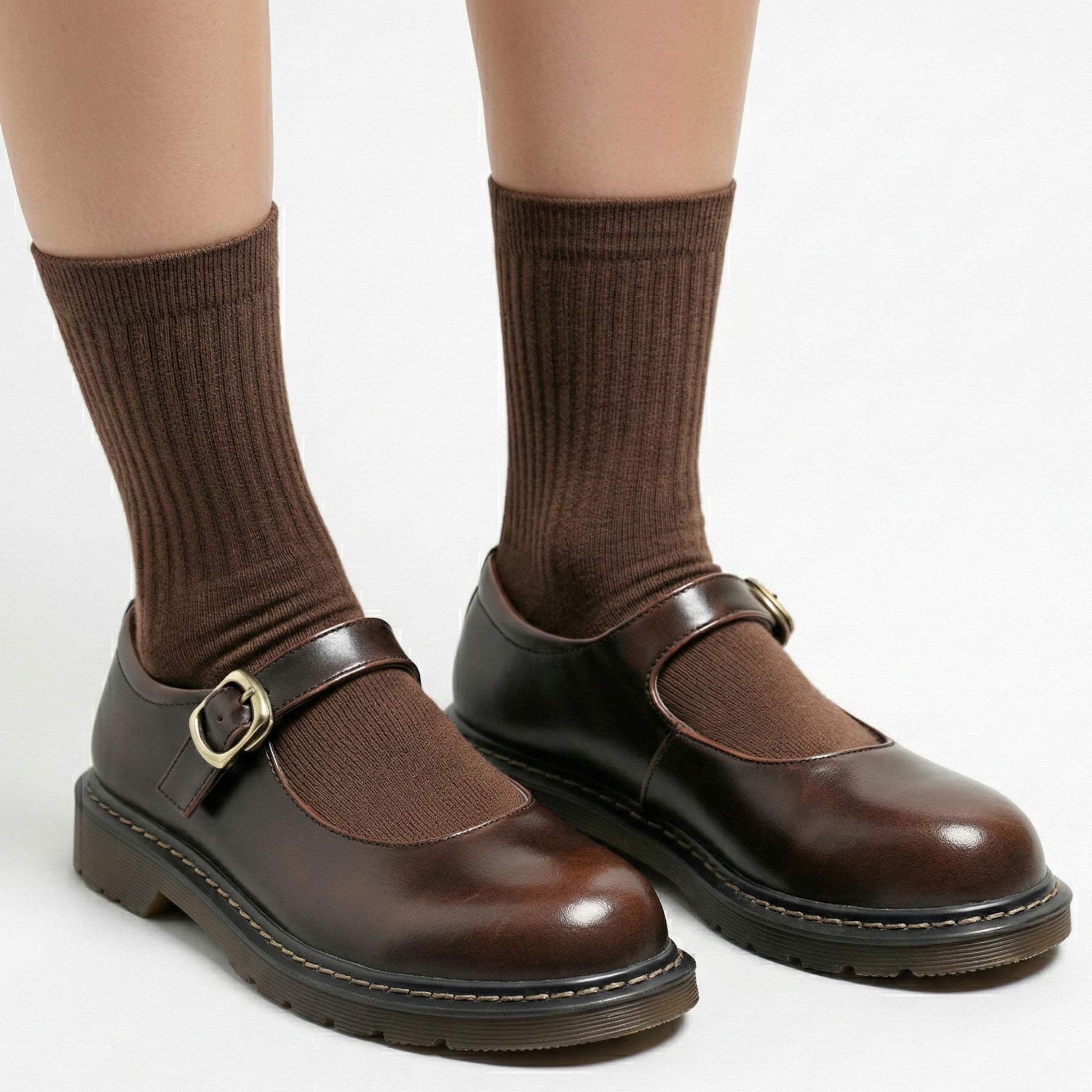 Grace - Women's Buckle Strap Mary Jane Shoes with Square Heel