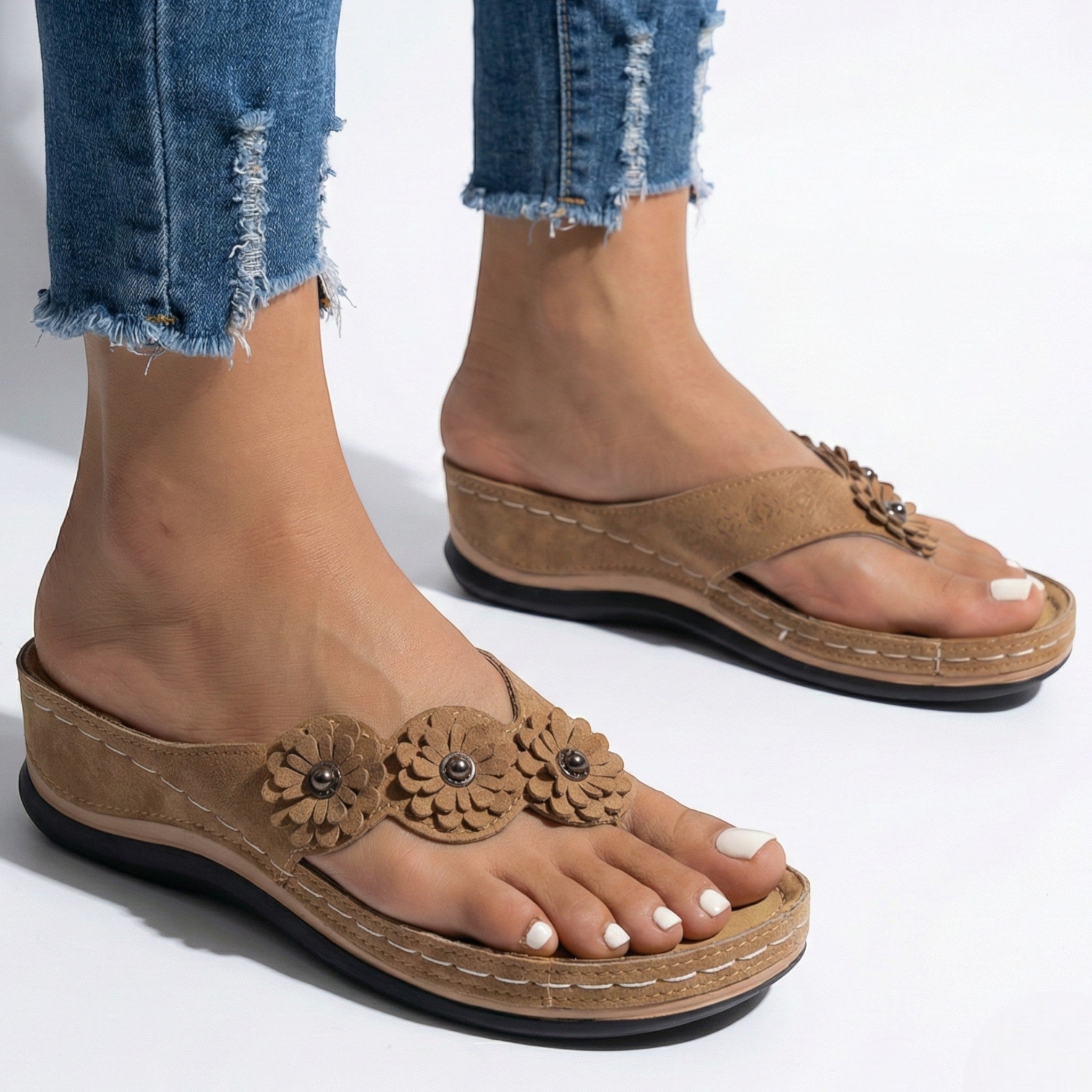 Liana - Women's Wedge Sandals with Floral Detail