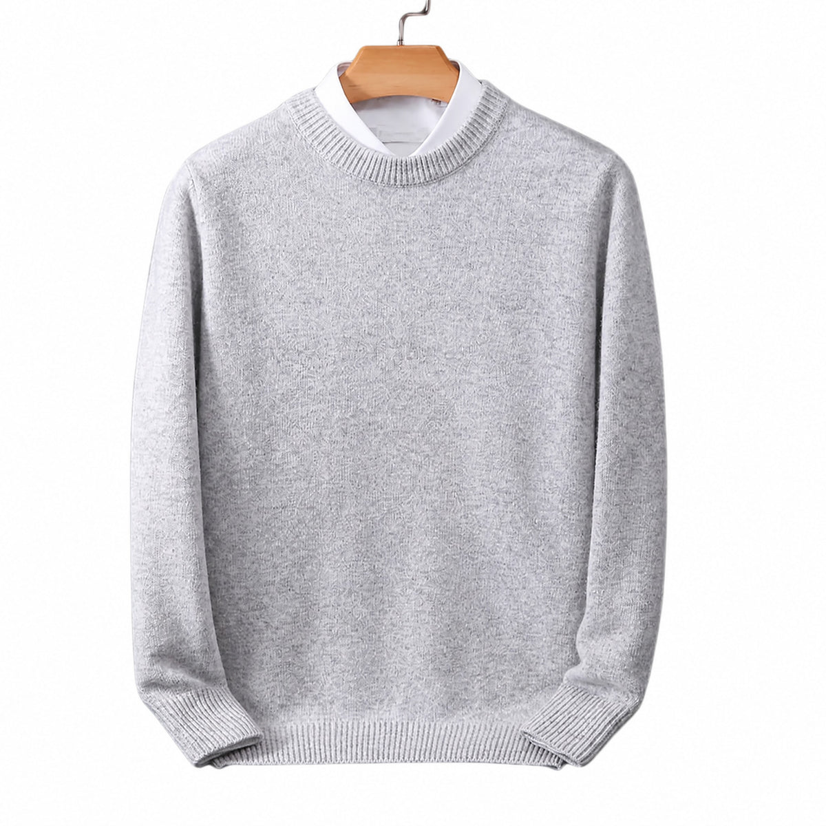 Daniel - Men's Mock Neck Layered-Look Sweater with Shirt Collar