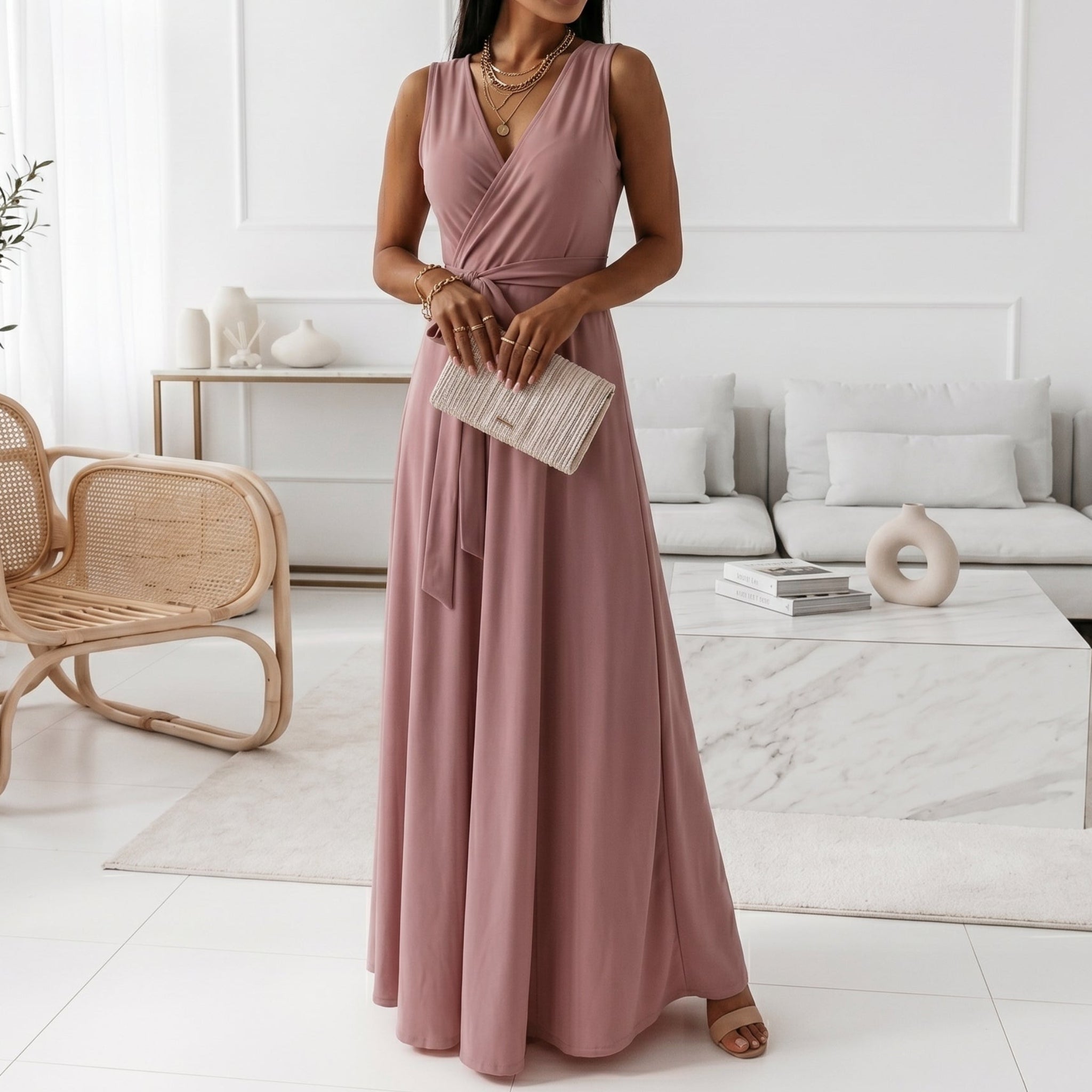 Isabella - Women's Summer Wrap V-Neck Maxi Dress