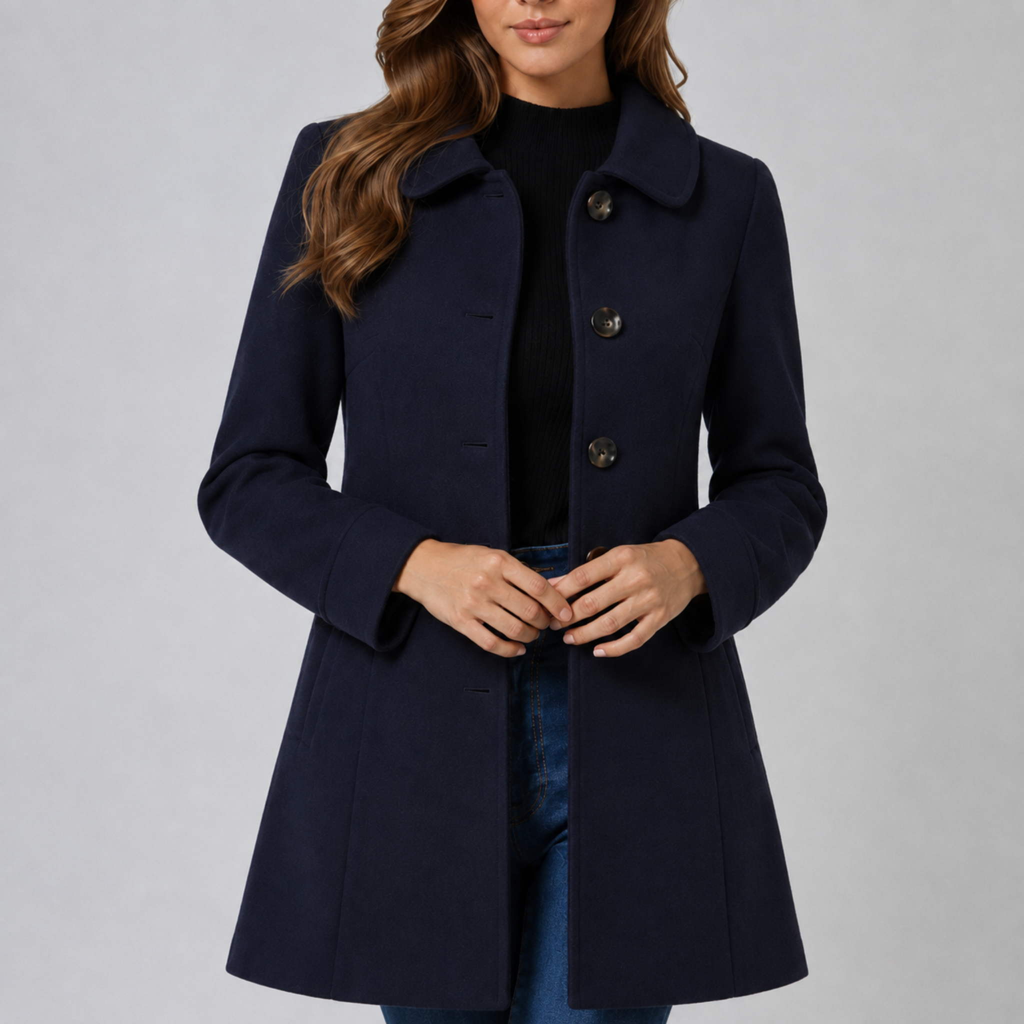 Charlotte - Women's Tailored Single-Breasted Coat with Notch Collar