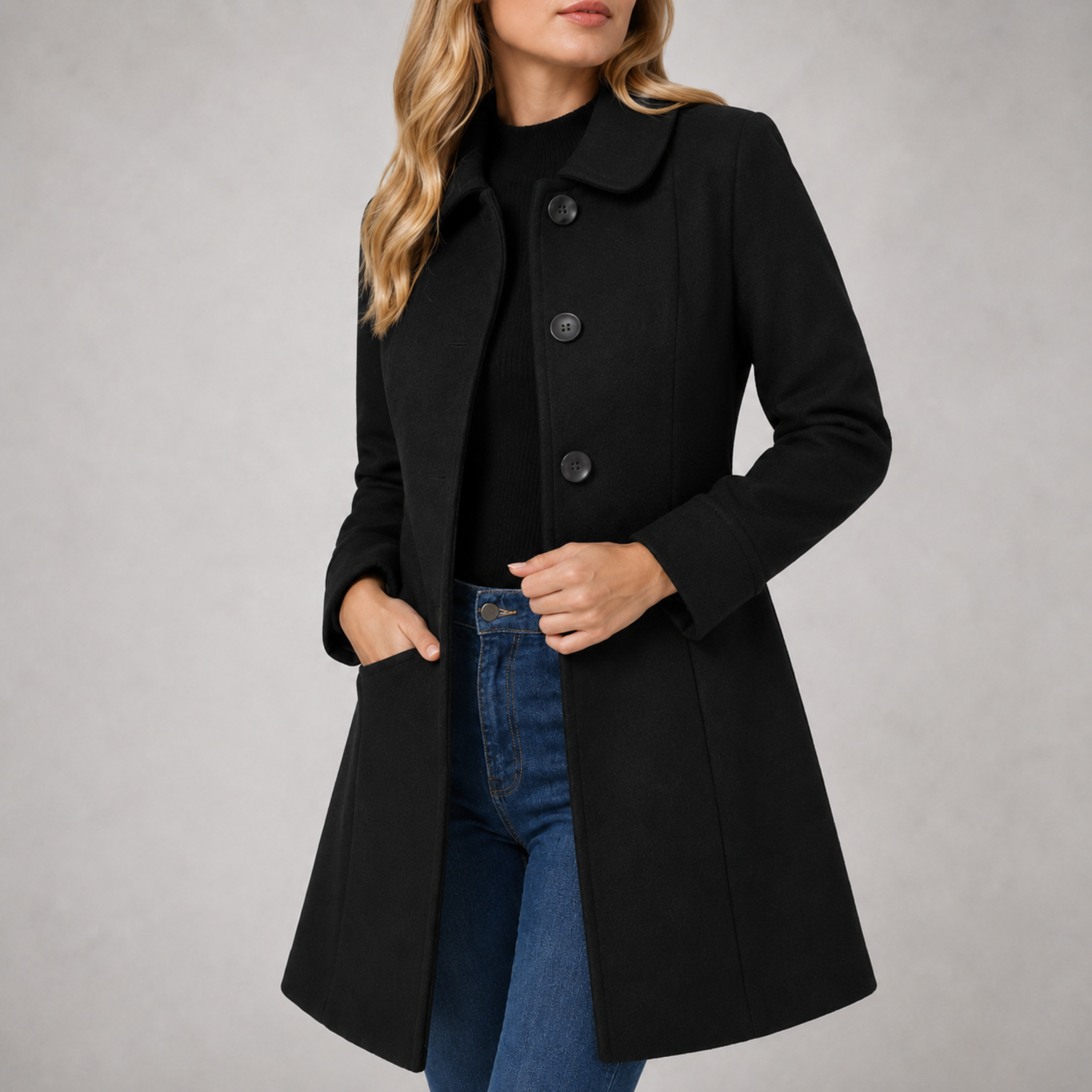 Charlotte - Women's Tailored Single-Breasted Coat with Notch Collar