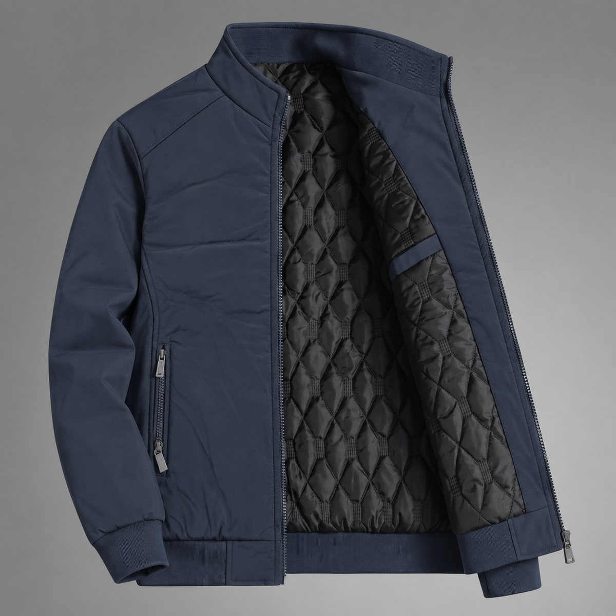 Tom - Men's Water-Resistant Quilted Jacket with Stand Collar