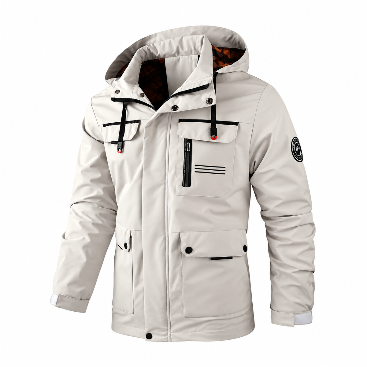 William - Men's Hooded Multi-Pocket Parka Jacket with Adjustable Drawcord Hem