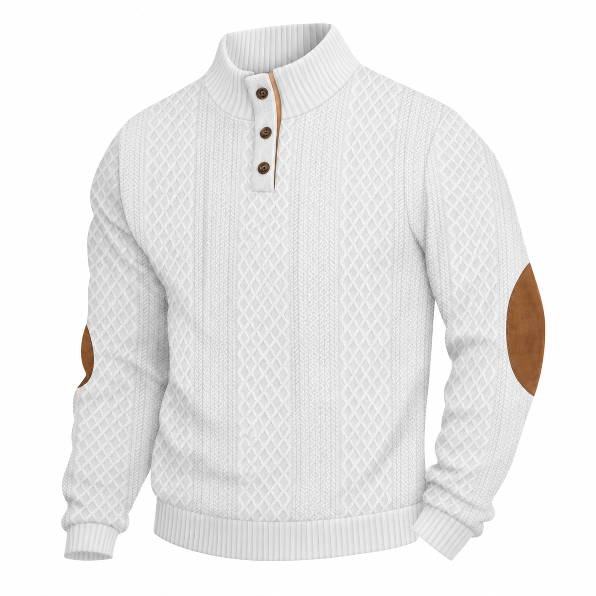 Thomas - Men's Cable Knit Quarter-Zip Sweater with Button Placket
