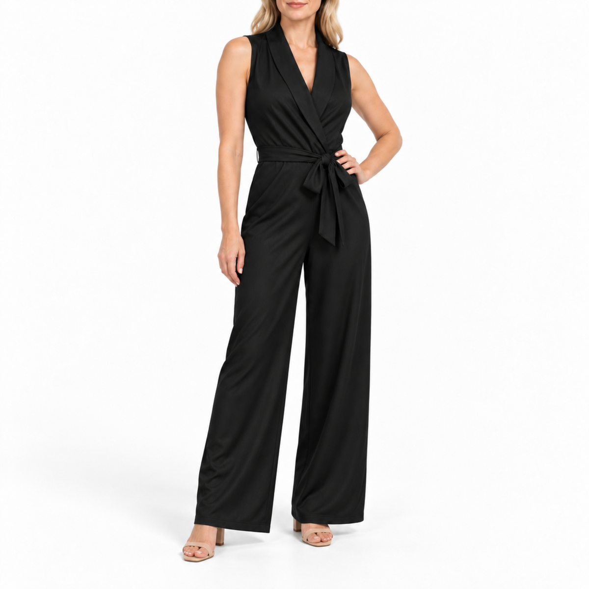 Klara - Women's Wrap Belted Wide-Leg Jumpsuit