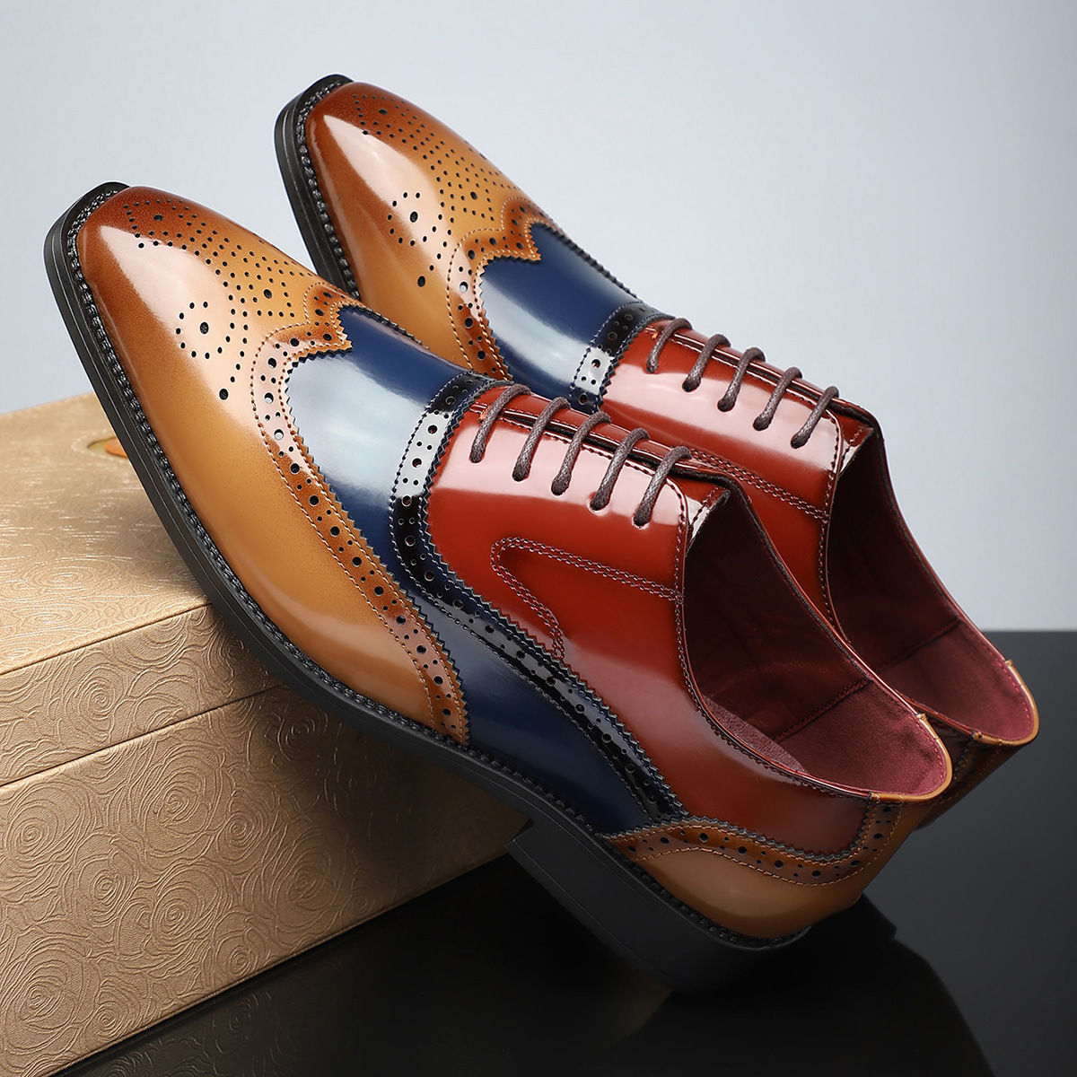 Theodore - Men's Colour Block Brogue Oxford Shoes
