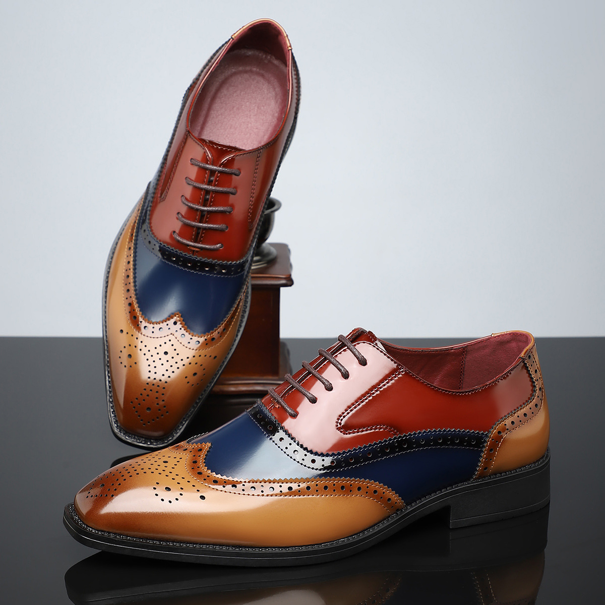 Theodore - Men's Colour Block Brogue Oxford Shoes