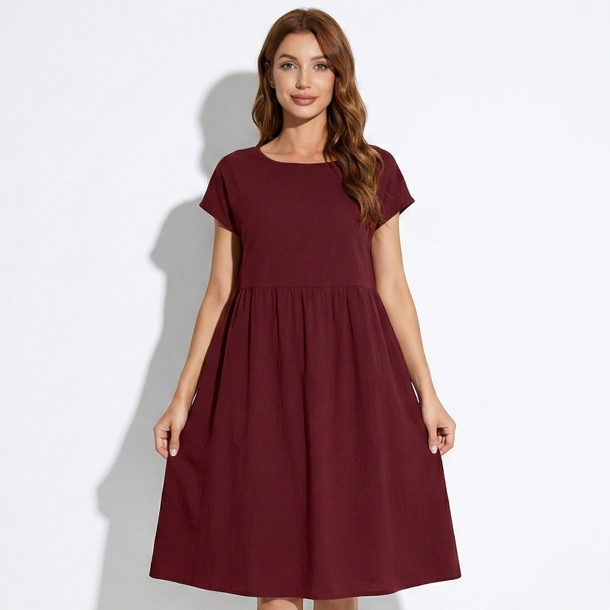 Alice - Women's Relaxed Fit Tunic Midi Dress