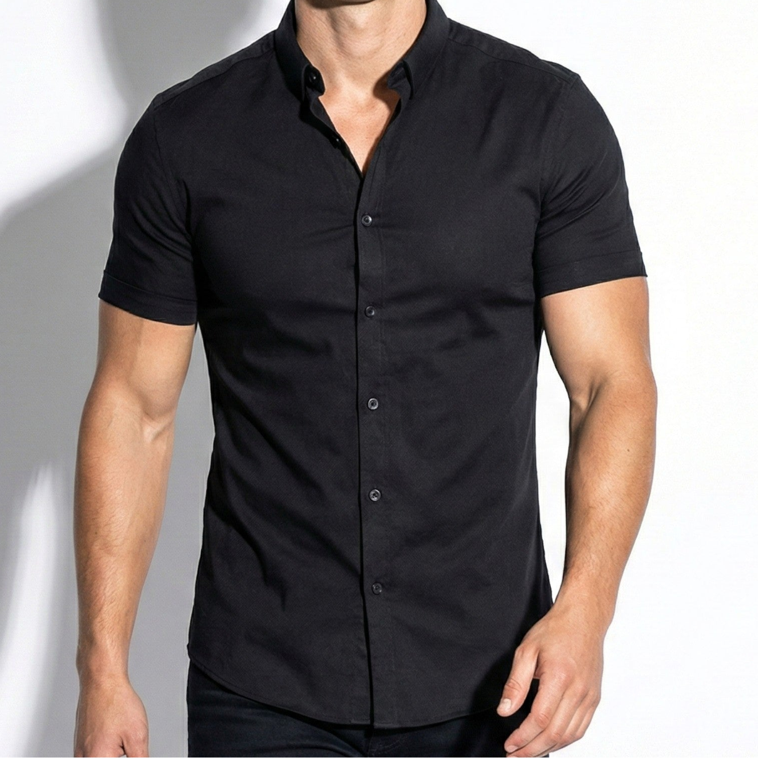 Gerald - Men's Slim-Fit Short Sleeve Shirt with Button Front