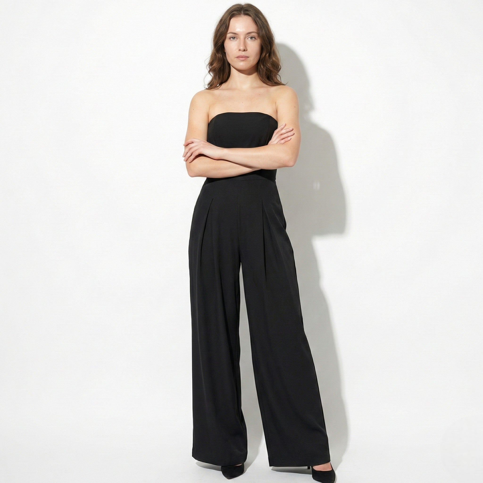 Amelia - Women's Strapless Wide Leg Jumpsuit