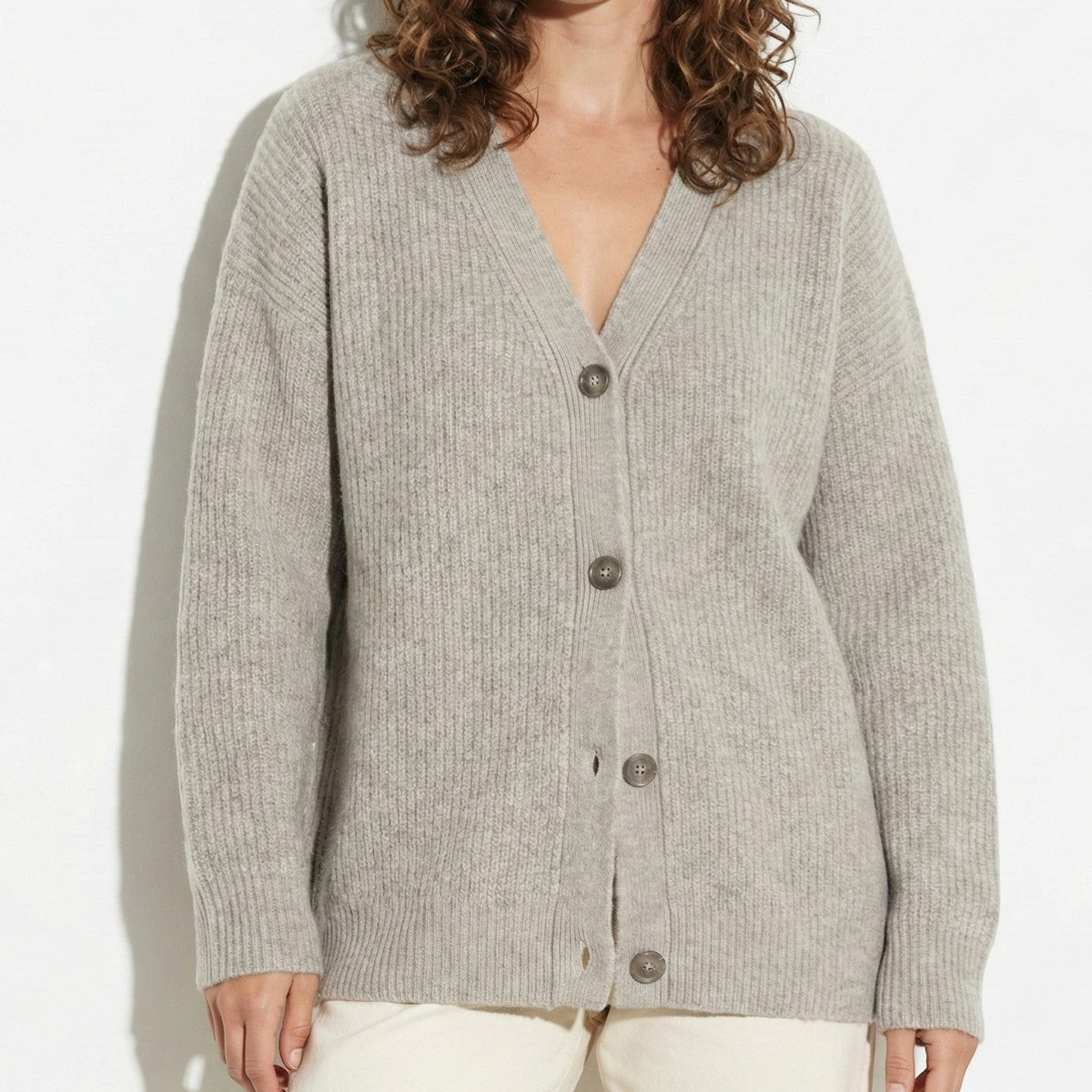 Millie - Women's Oversized Knit Cardigan with Button Closure