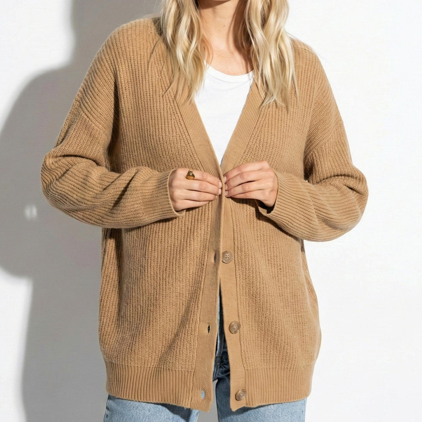 Millie - Women's Oversized Knit Cardigan with Button Closure