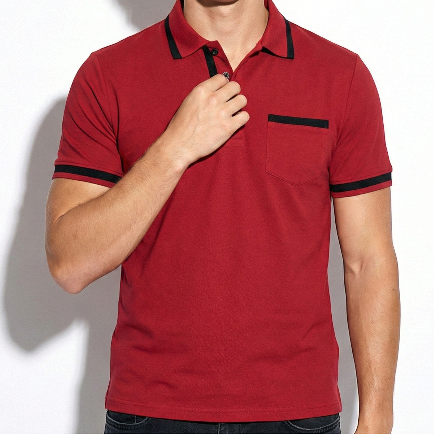 William - Men's Short Sleeve Polo Shirt with Contrast Trim