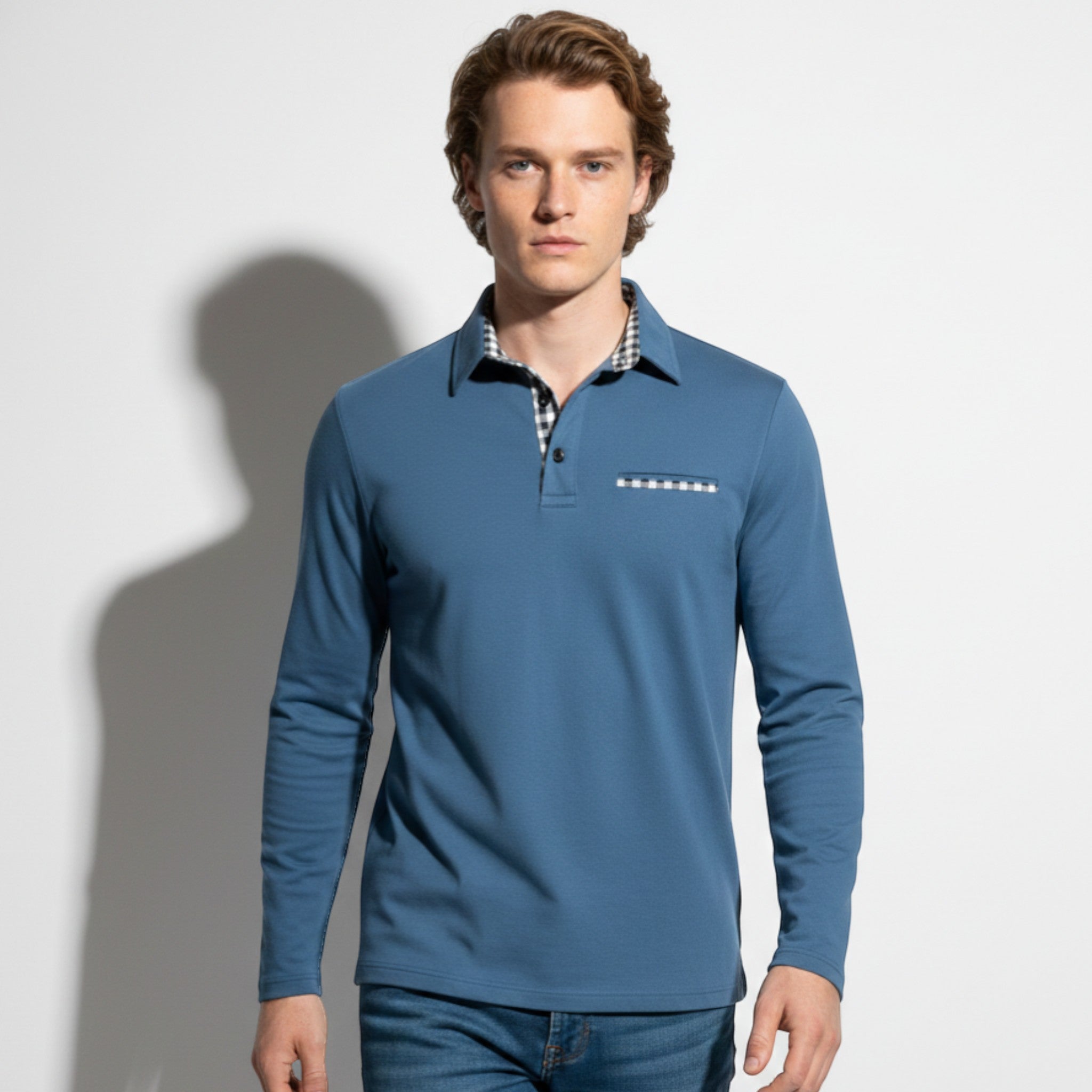 Jack - Men's Long Sleeve Polo Shirt with Classic Collar