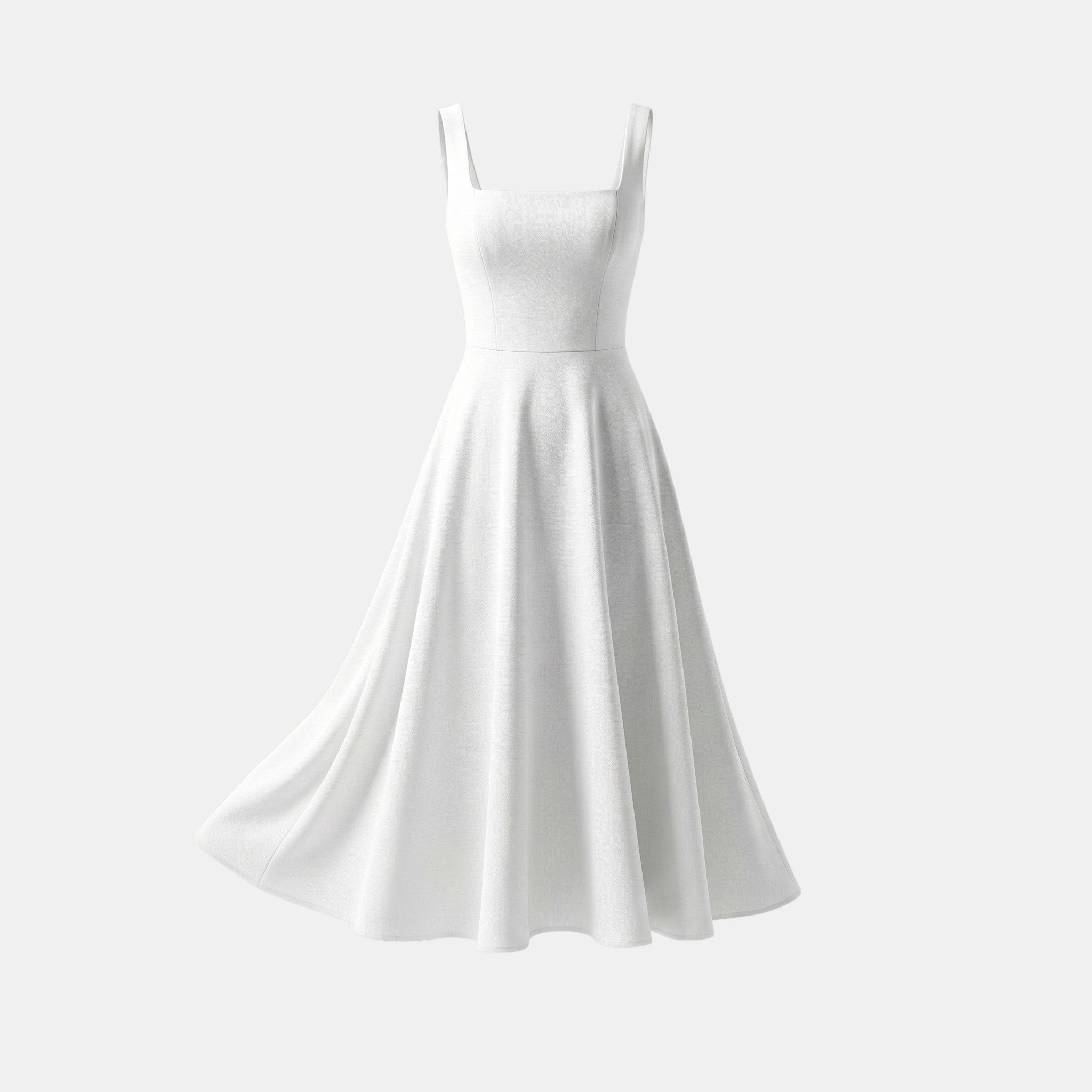 Clara - Women's Square Neck A-Line Midi Dress