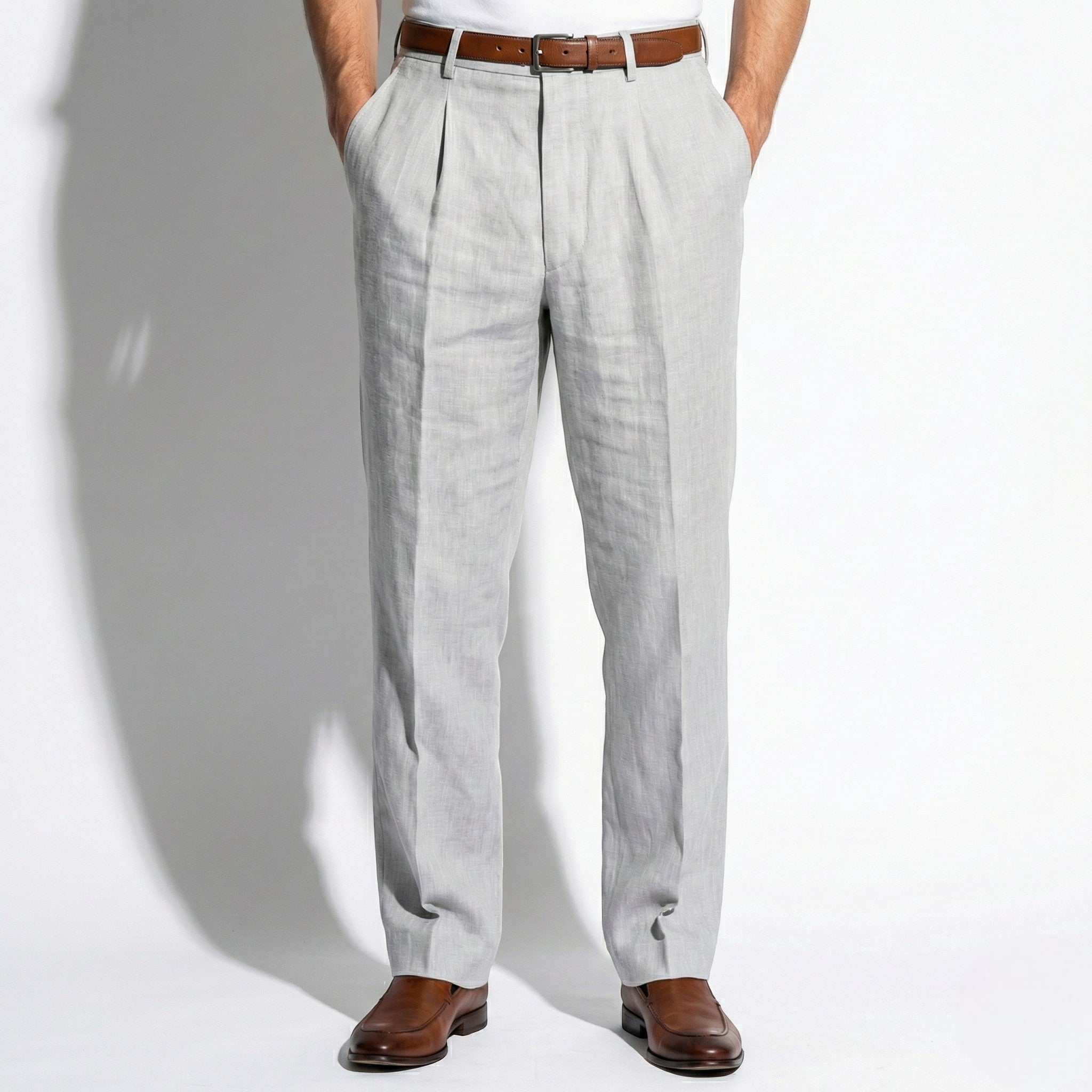 James - Men's Pinstripe Wide Leg Suit Trousers