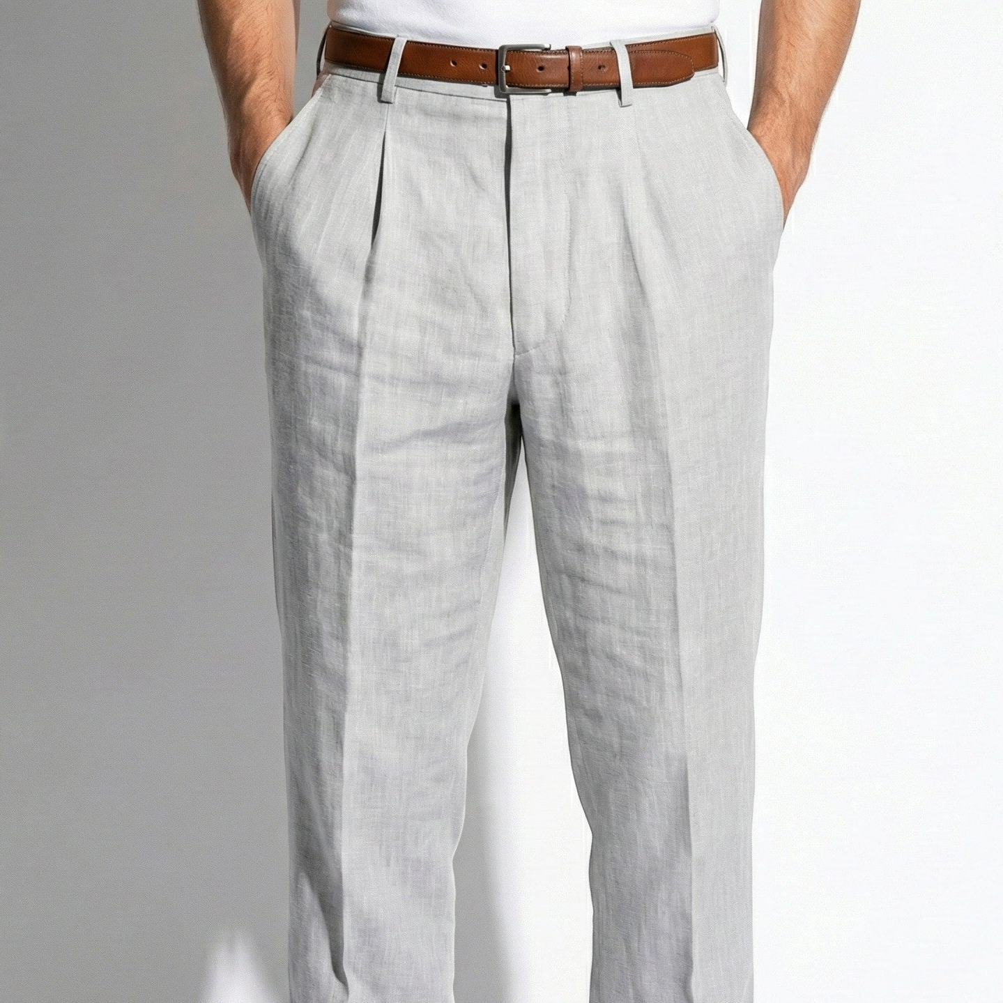 James - Men's Pinstripe Wide Leg Suit Trousers