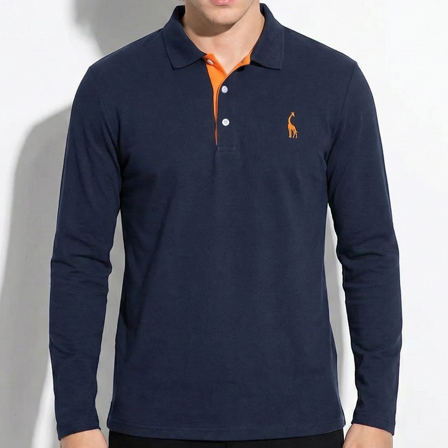 Arthur - Men's Long-Sleeved Polo Shirt with Contrast Detail