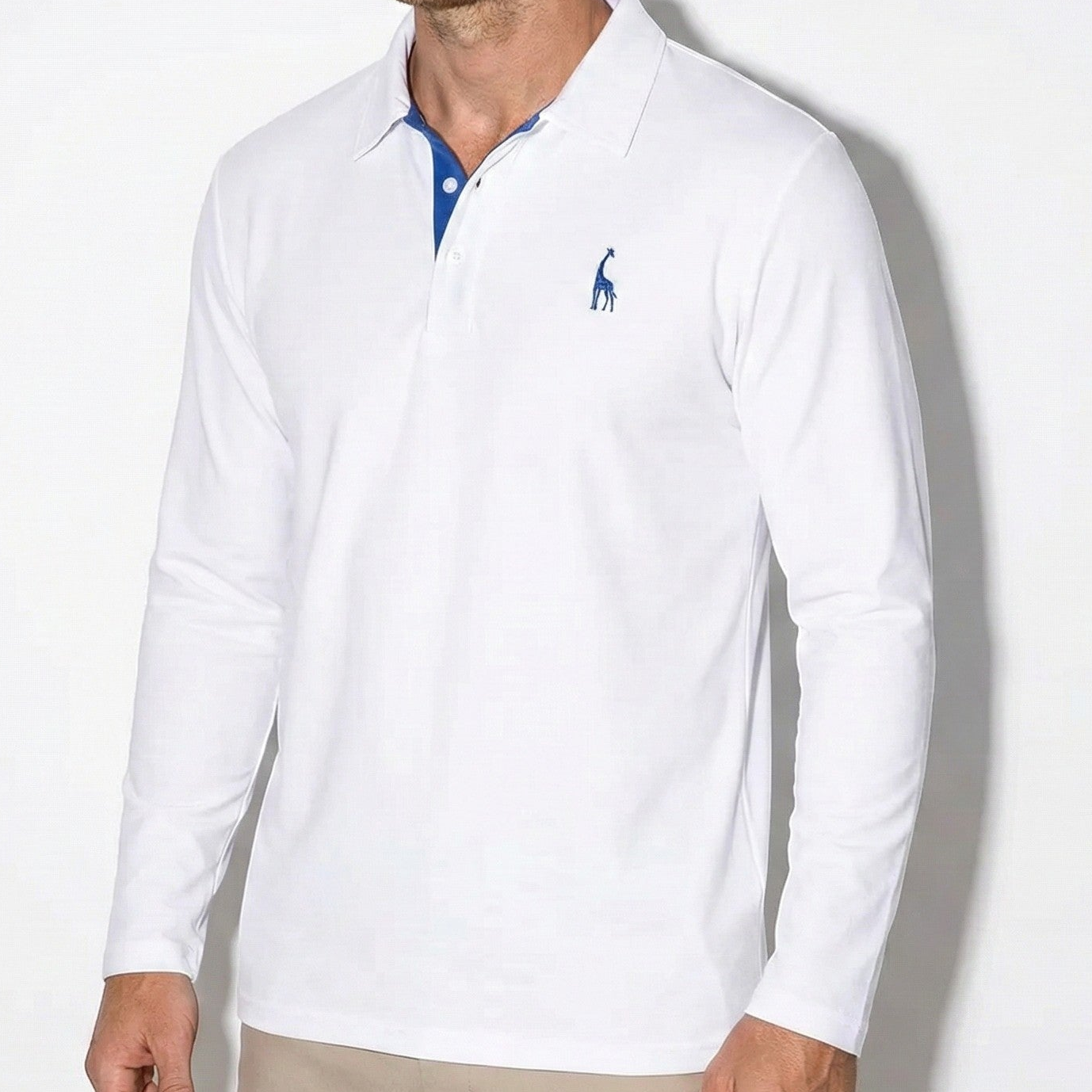 Arthur - Men's Long-Sleeved Polo Shirt with Contrast Detail