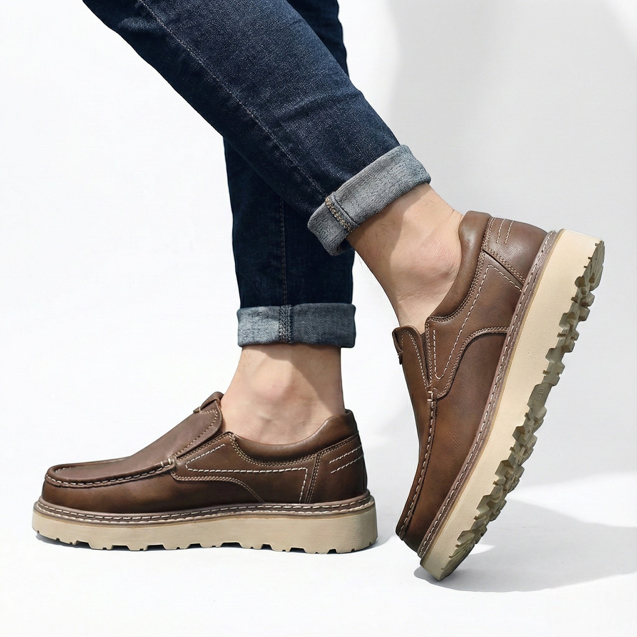 Richard - Men's Leather Loafers with Non-Slip Sole