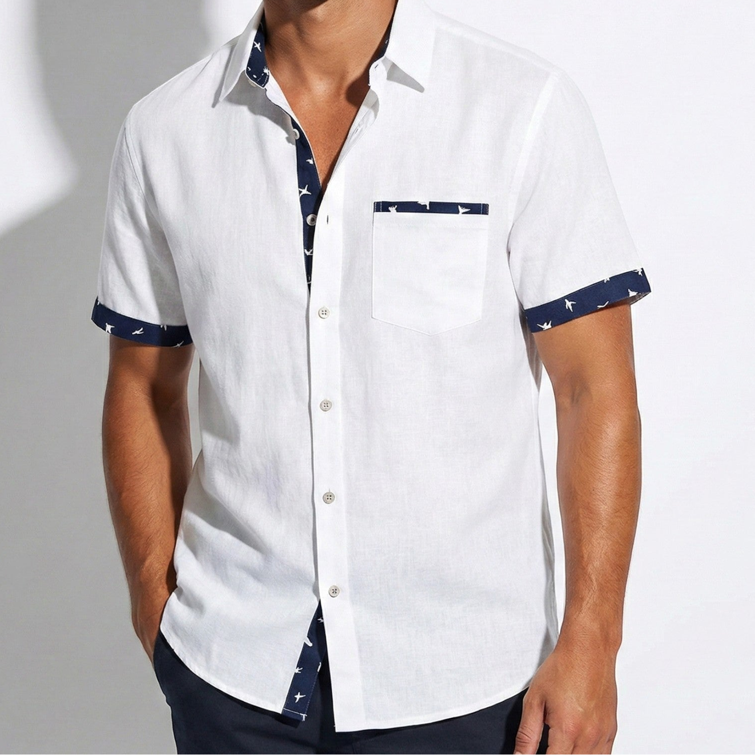 Arthur - Men's Short Sleeve Shirt with Contrast Trim
