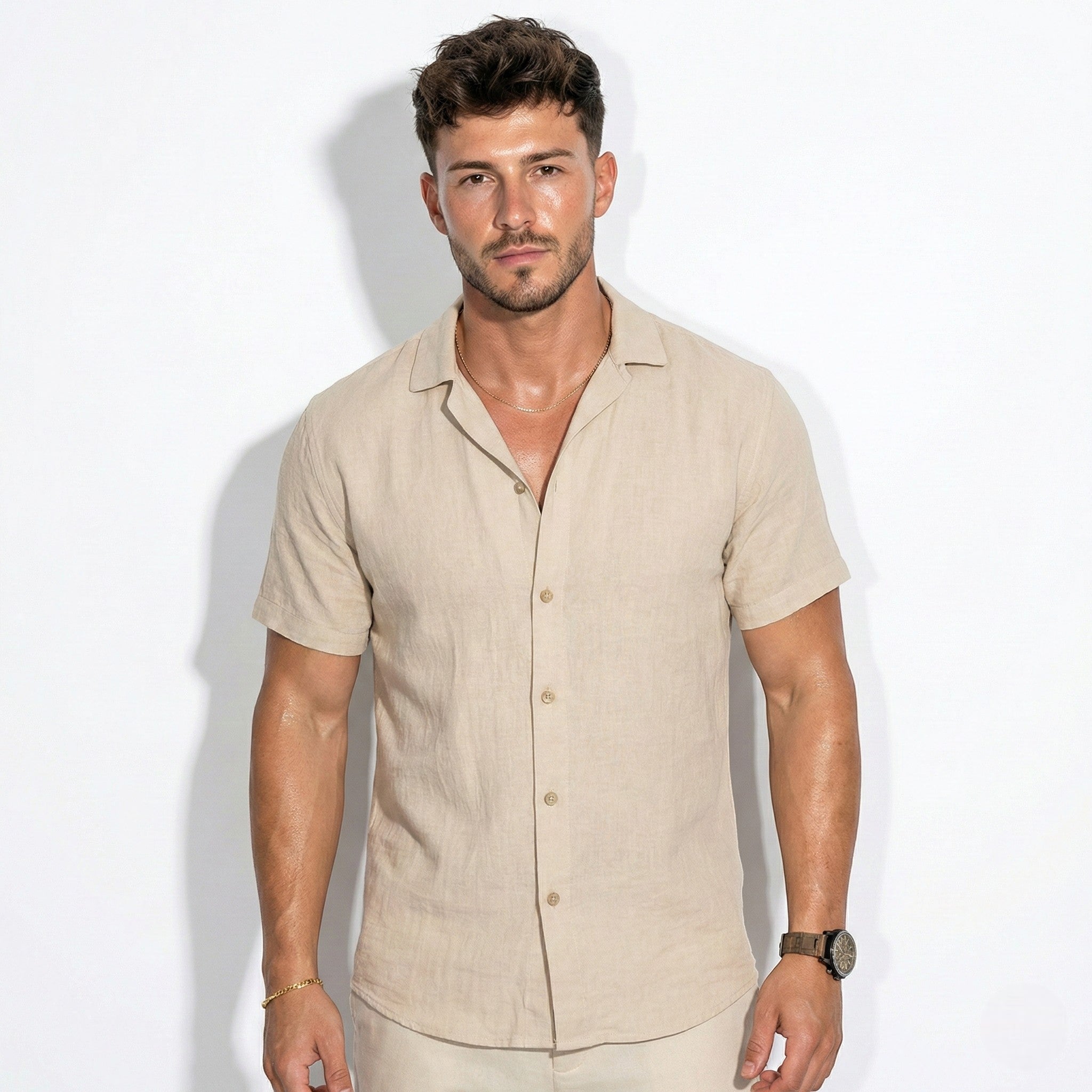 Oliver - Men's Short Sleeve Textured Button Down Shirt