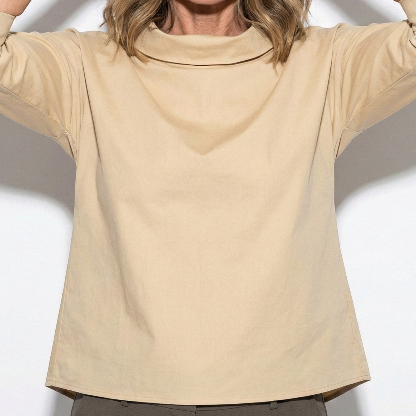 Louise - Women’s Boat Neck Top with Rolled Collar
