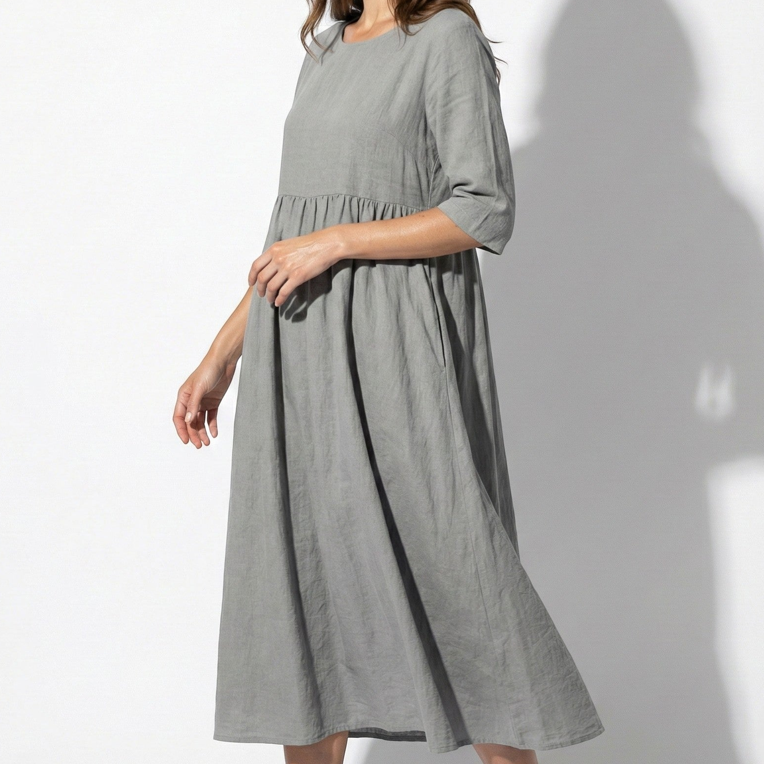 Florence - Women's Breathable Midi Dress with Functional Pockets
