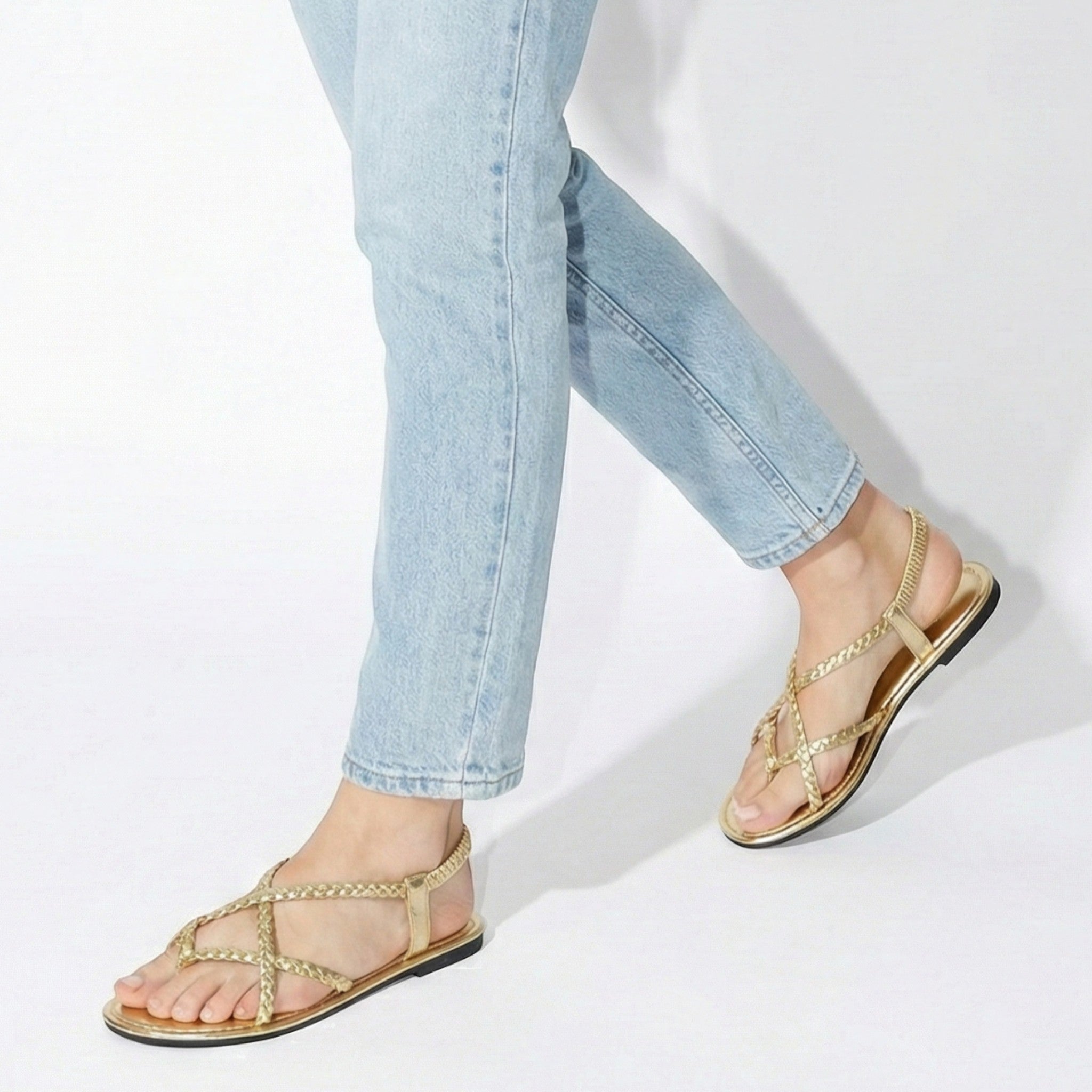 Imogen - Women's Flat Braided Strappy Sandals